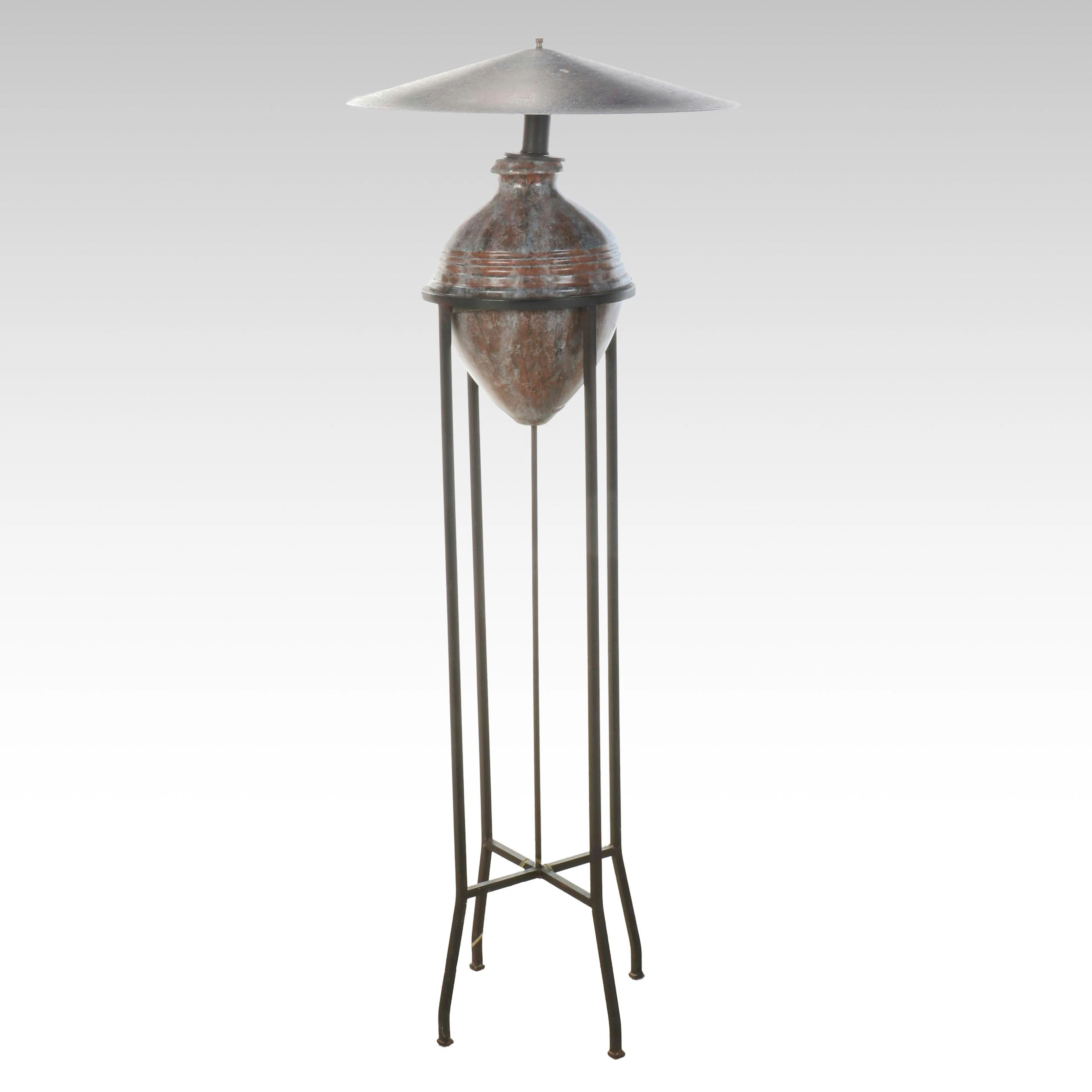 Etruscan Amphora Style Floor Lamp with Conical Shade