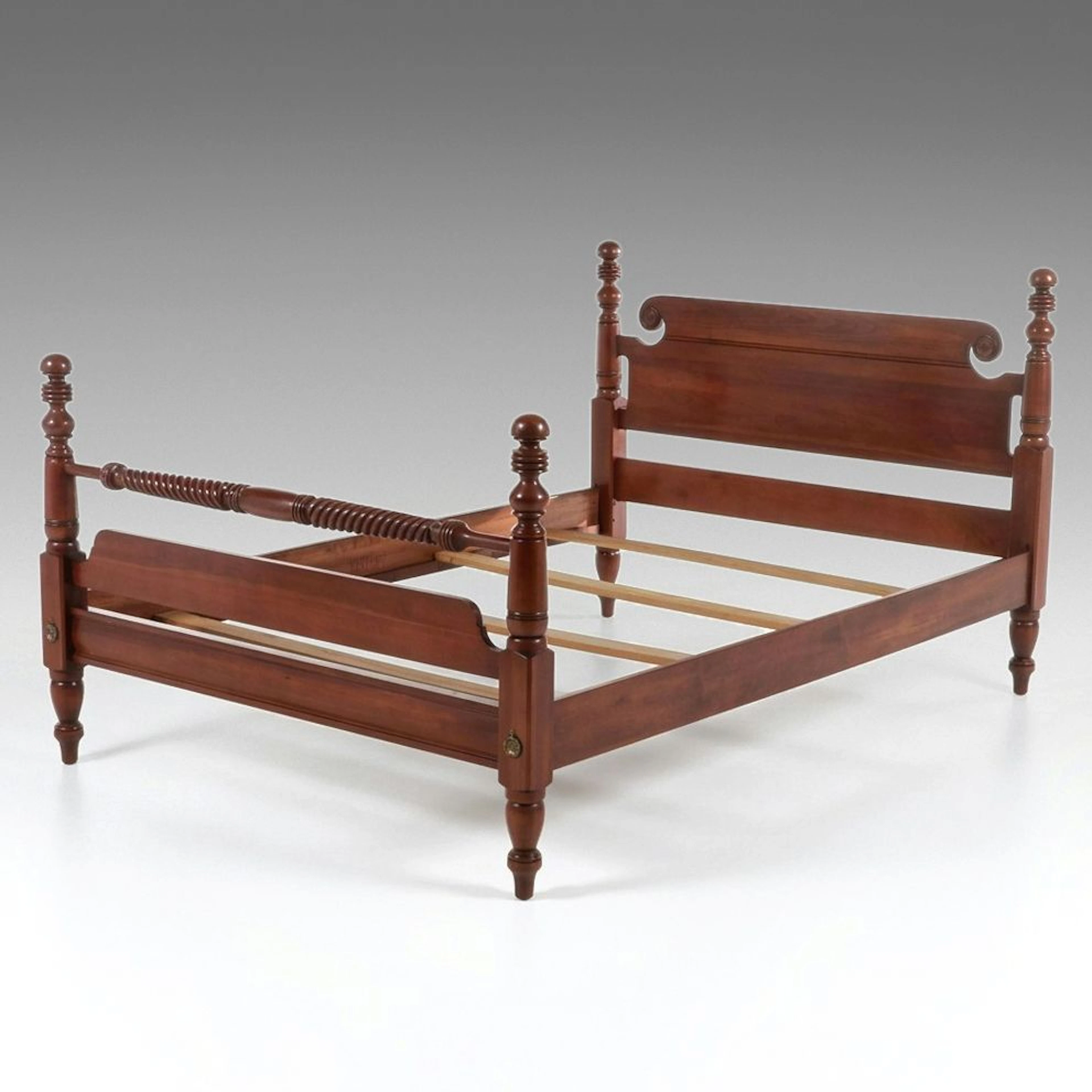Willett Colonial Revival Cherry Rope-Turned Four-Poster Bed, Early/Mid-20th C.