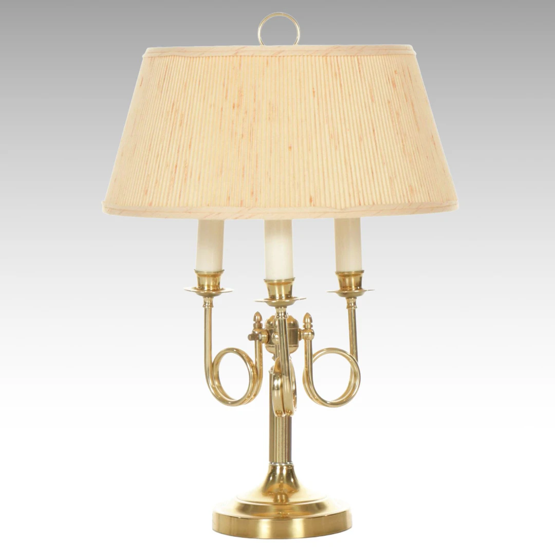 Candelabra Style Brass Bouillotte Table Lamp