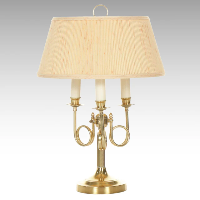 Candelabra Style Brass Bouillotte Table Lamp
