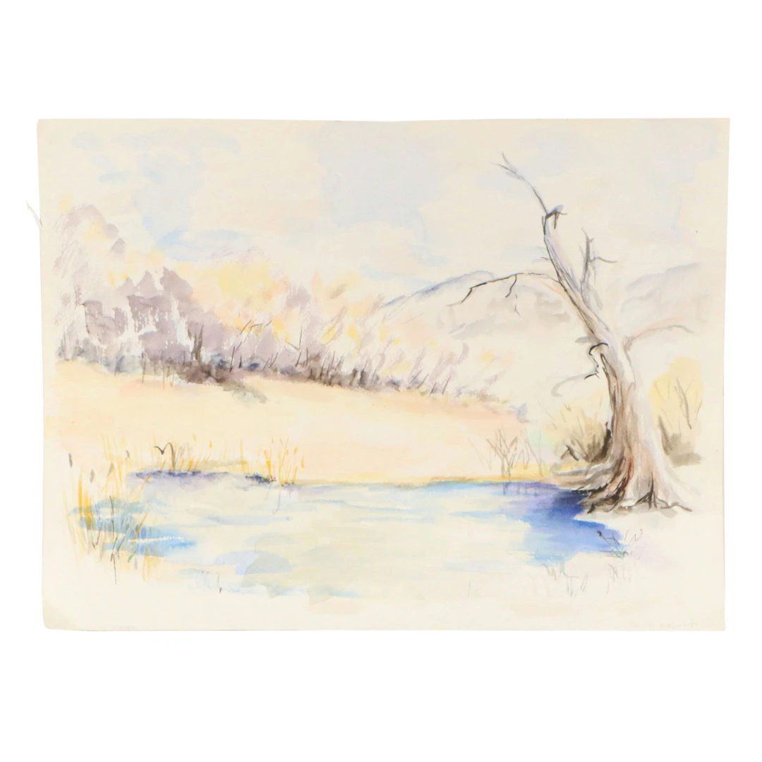 Rosemarie Bloch Watercolor Painting "Study - Winter," 1989