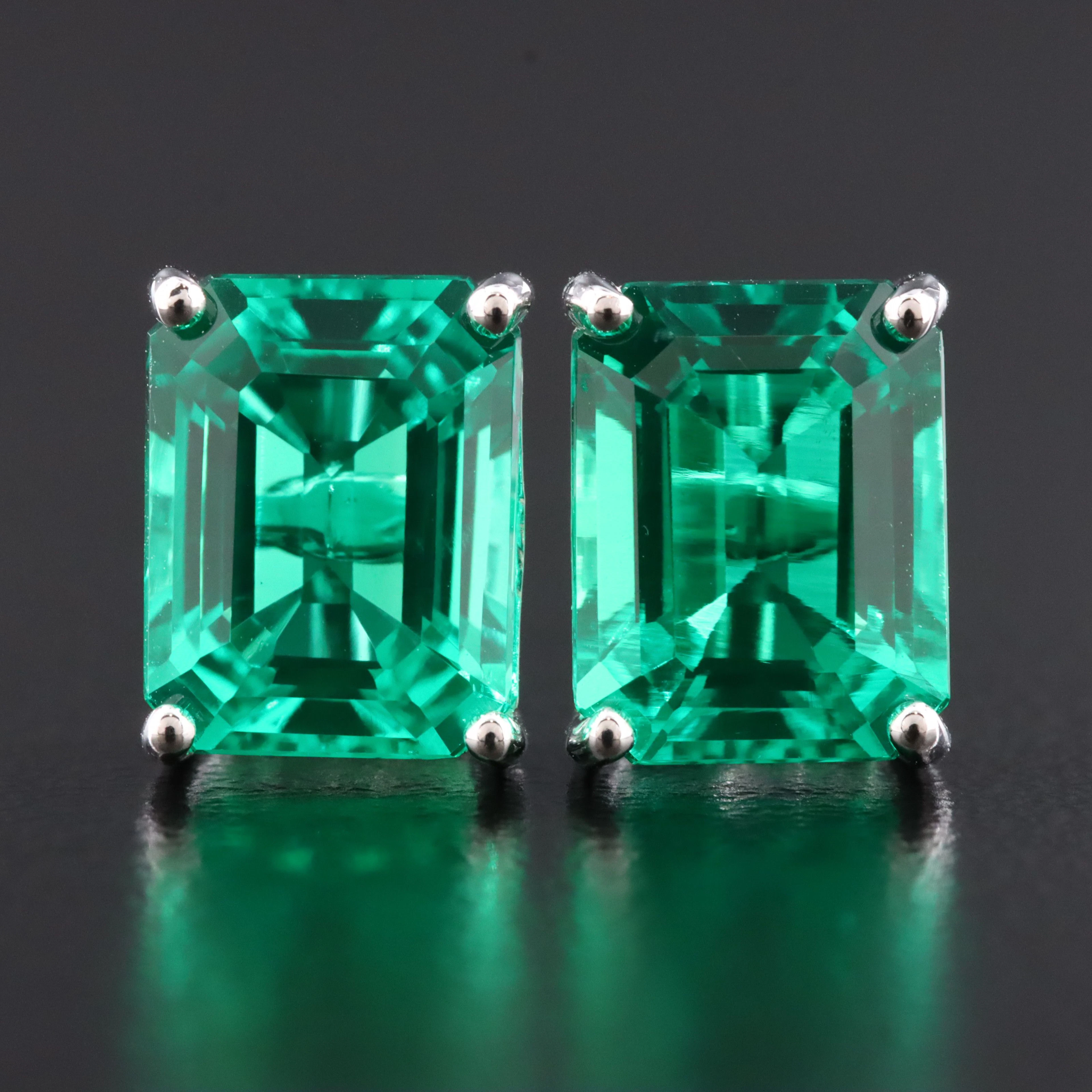 14K Lab Grown Emerald Earrings