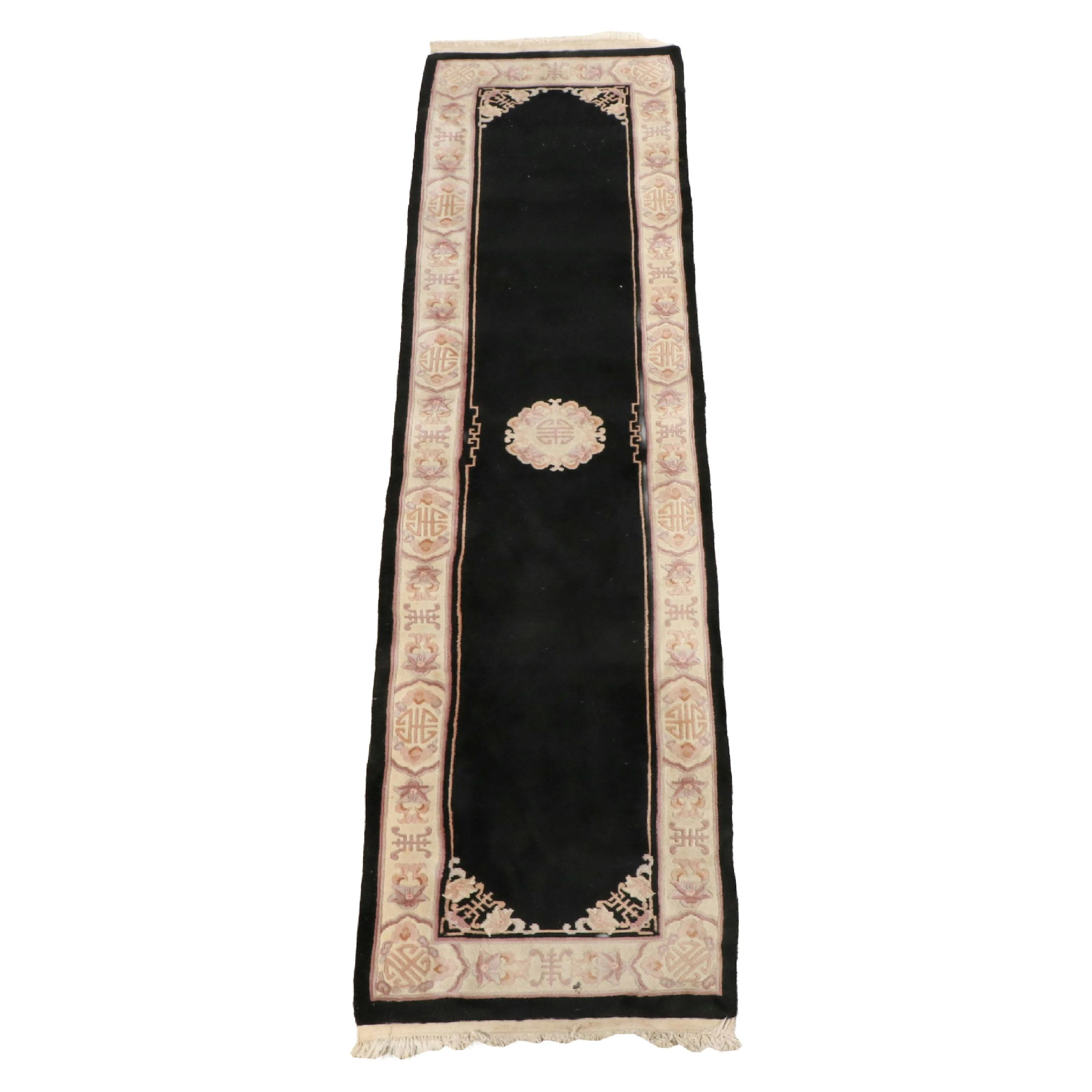 2'4 x 10' Hand-Knotted Tibetan Chinese Deco Style Carpet Runner