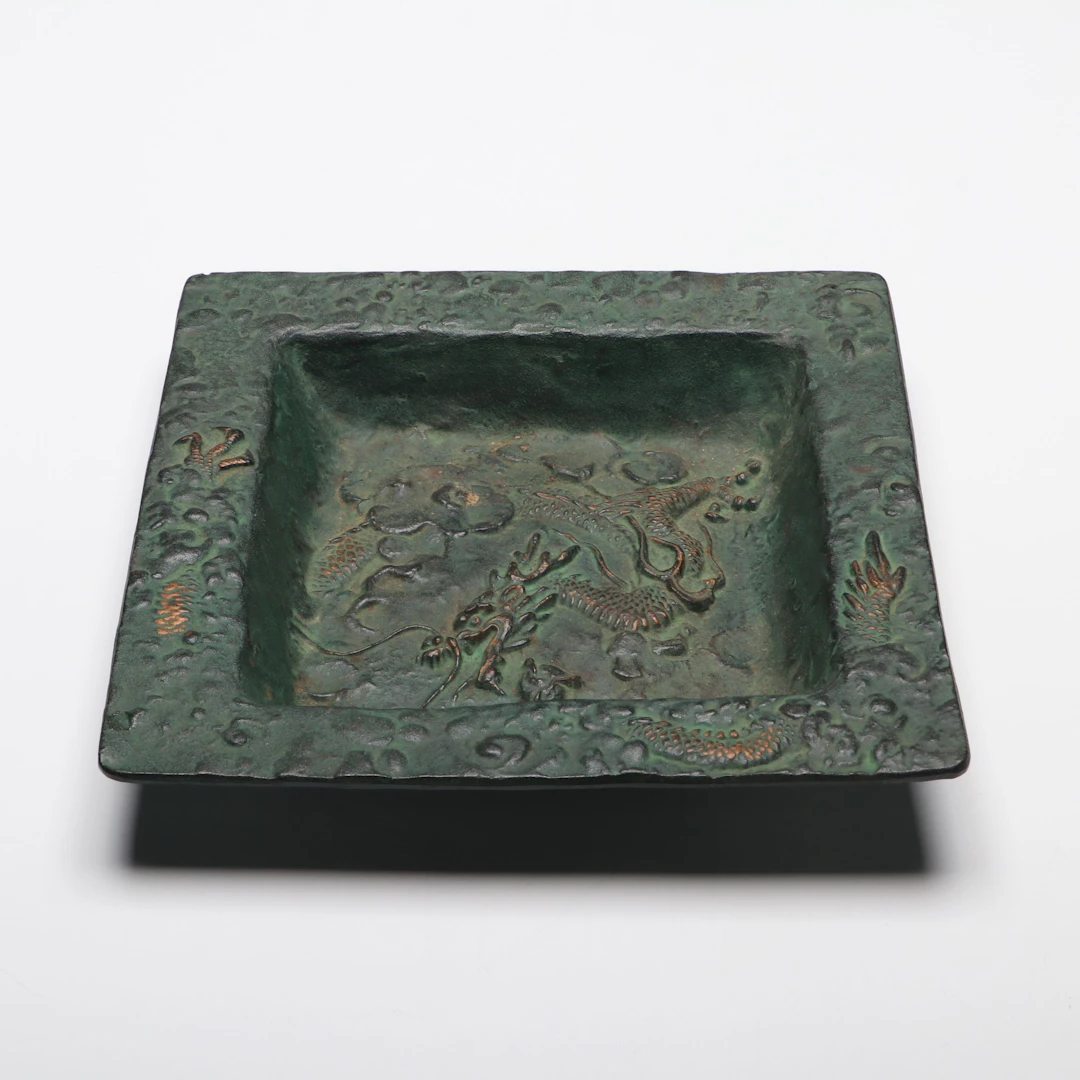 Repoussé Dragon Cast Iron Square Bowl