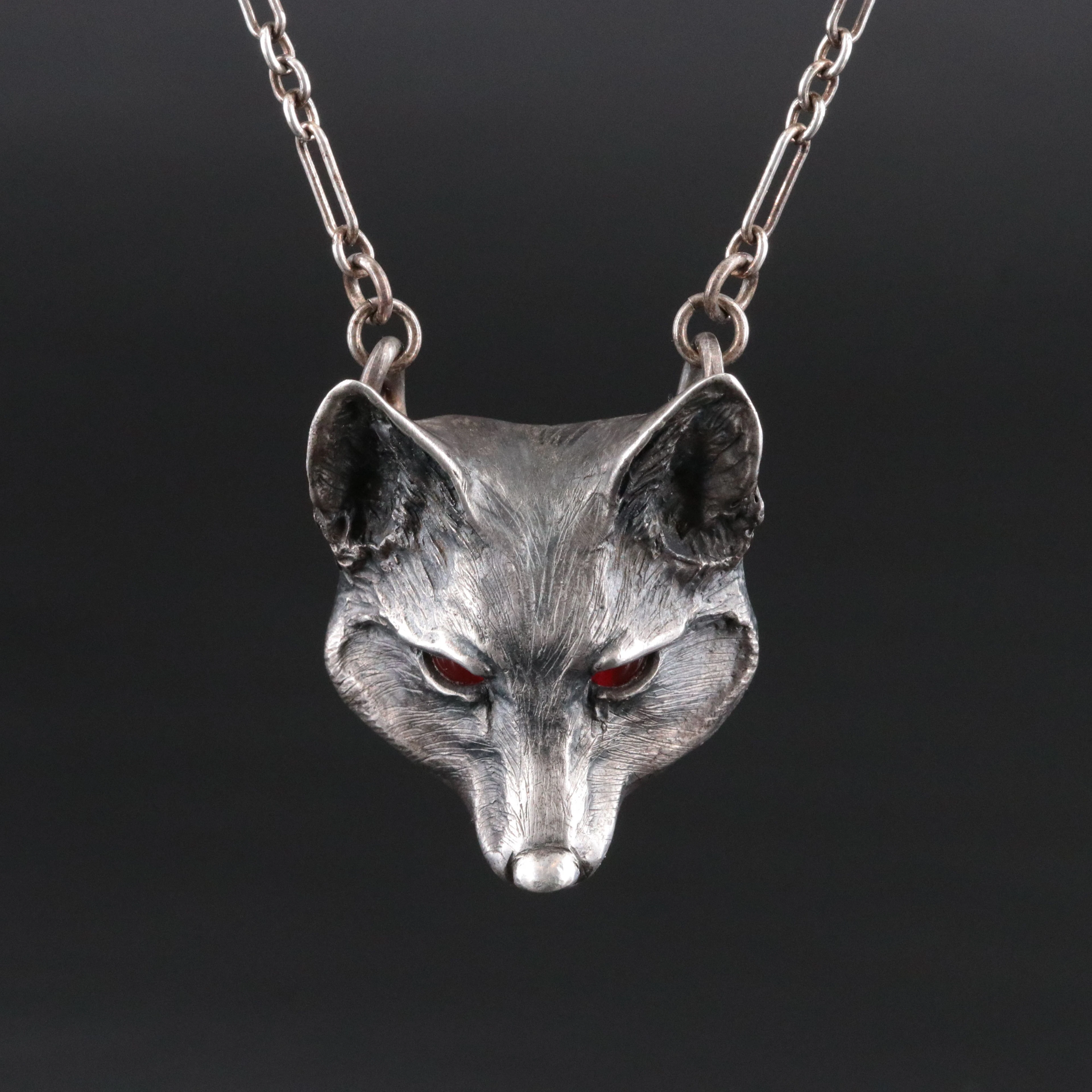 Brook Stone Sterling Fox Totem Necklace Including Carnelian