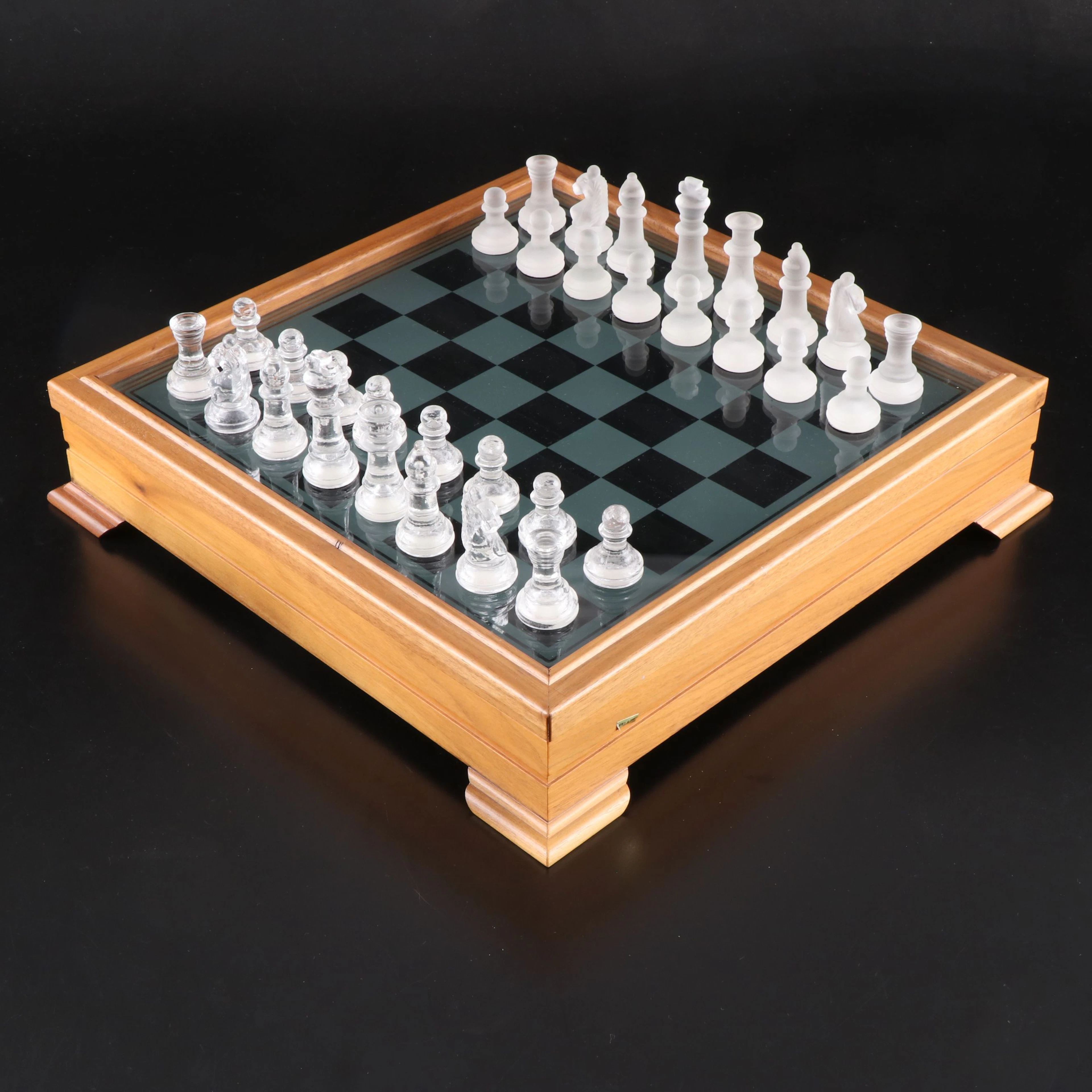 Wood Framed Glass Chess Set