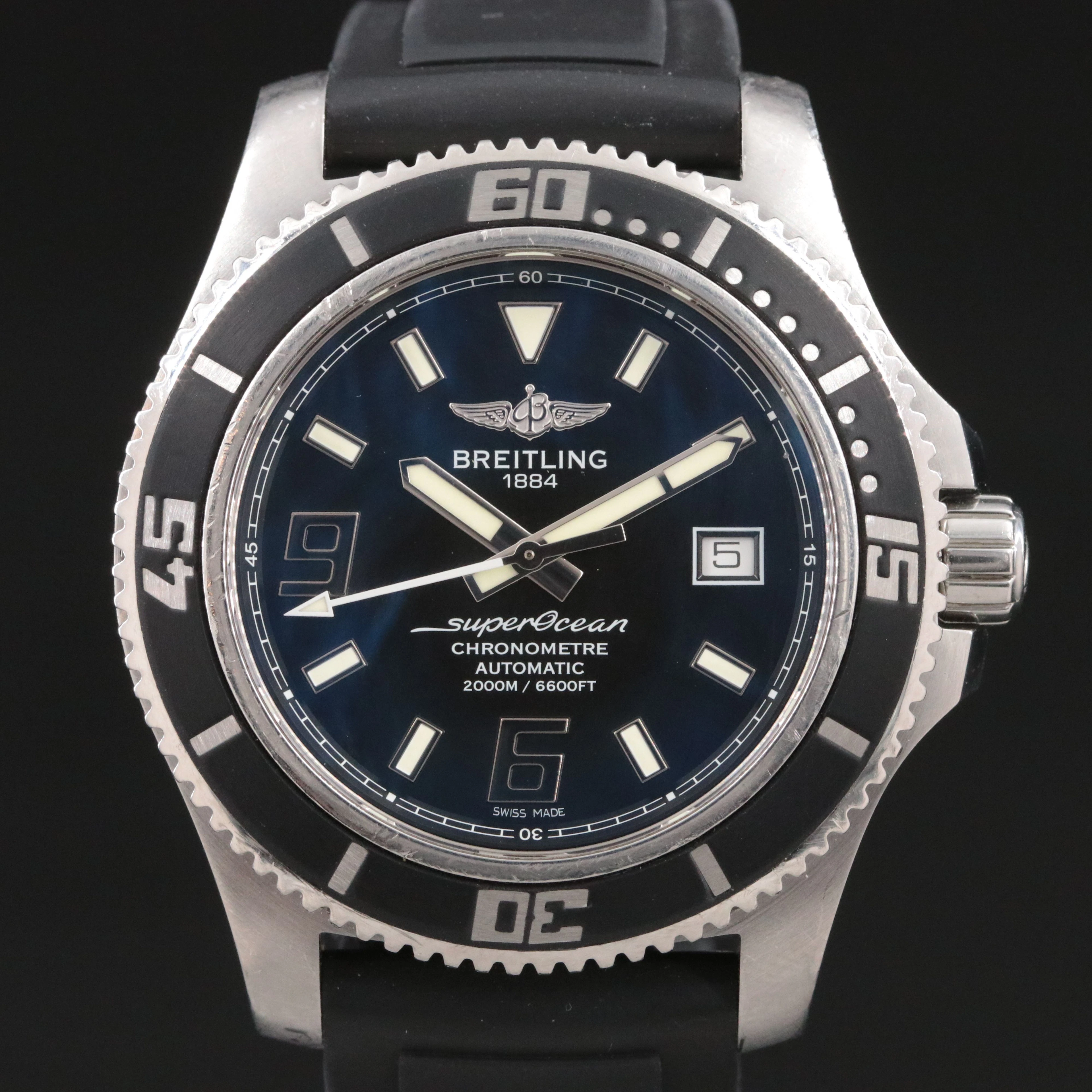 Breitling Superocean 44mm Steel Date Automatic Model A17391 Watch