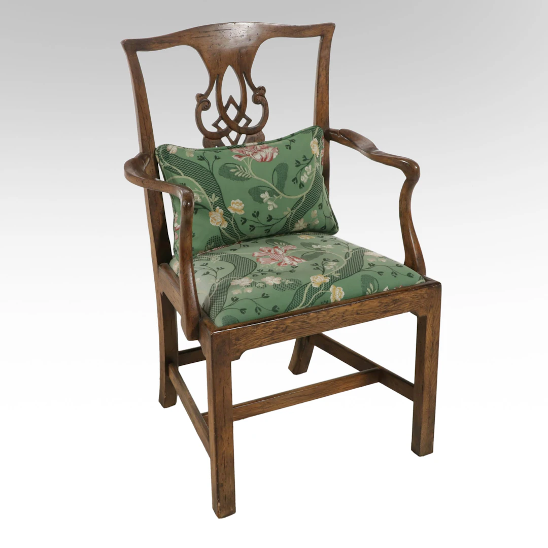 Chippendale Style Carved Mahogany Armchair, Mid to Late 20th Century