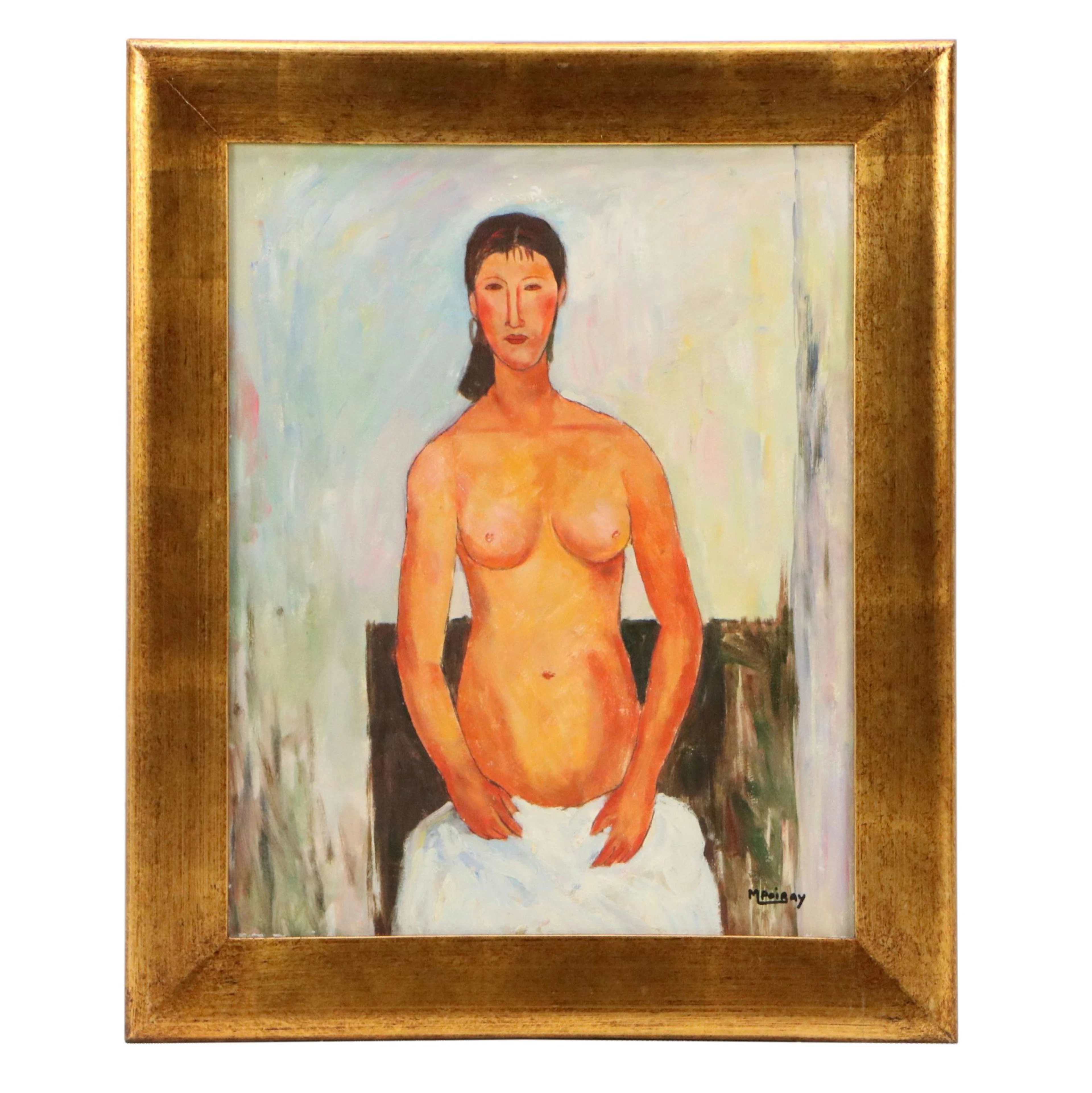 Copy Acrylic Painting After Amedeo Modigliani "Standing Nude (Elvira)"
