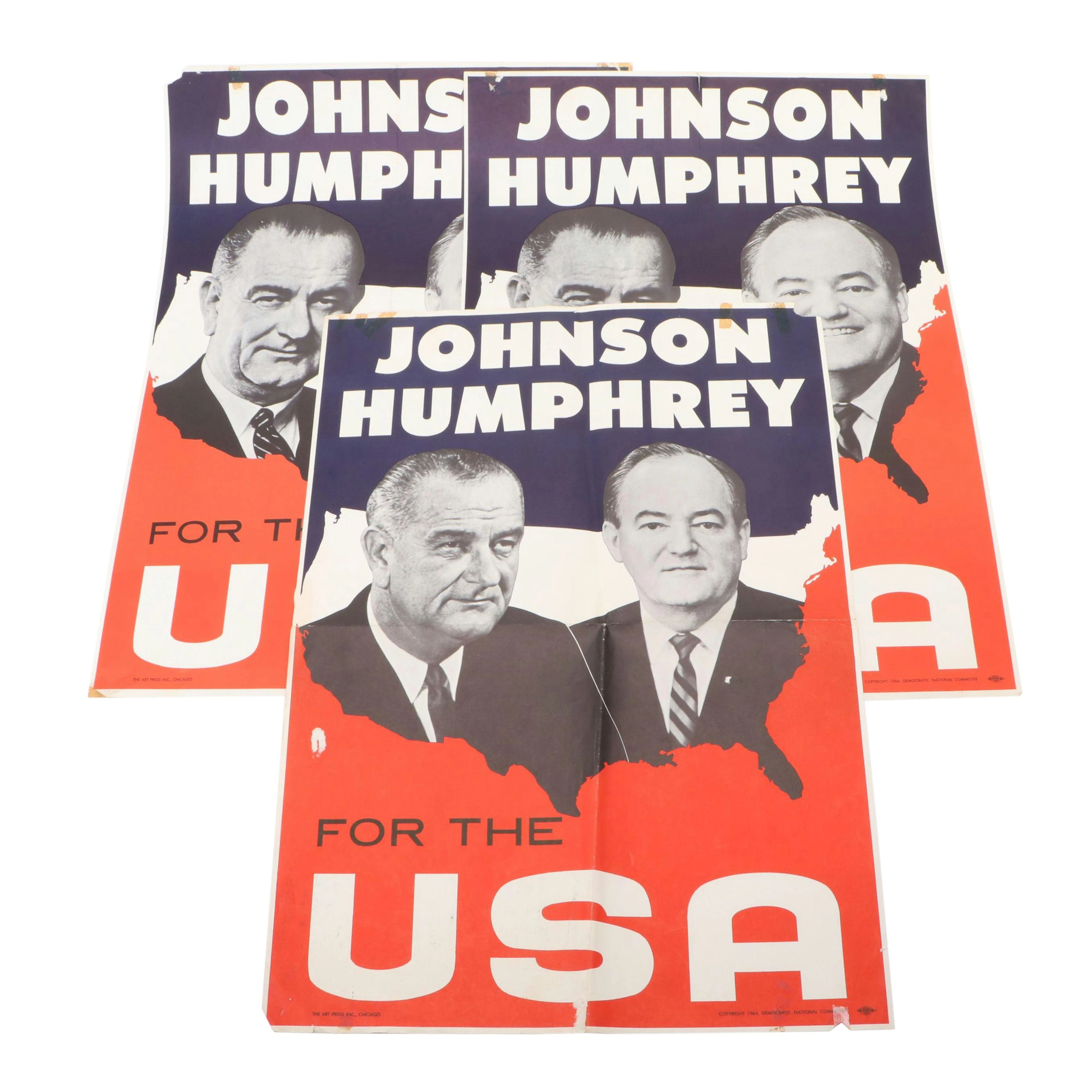 Lyndon B. Johnson and Hubert Humphrey "For the USA" Political Posters, 1964