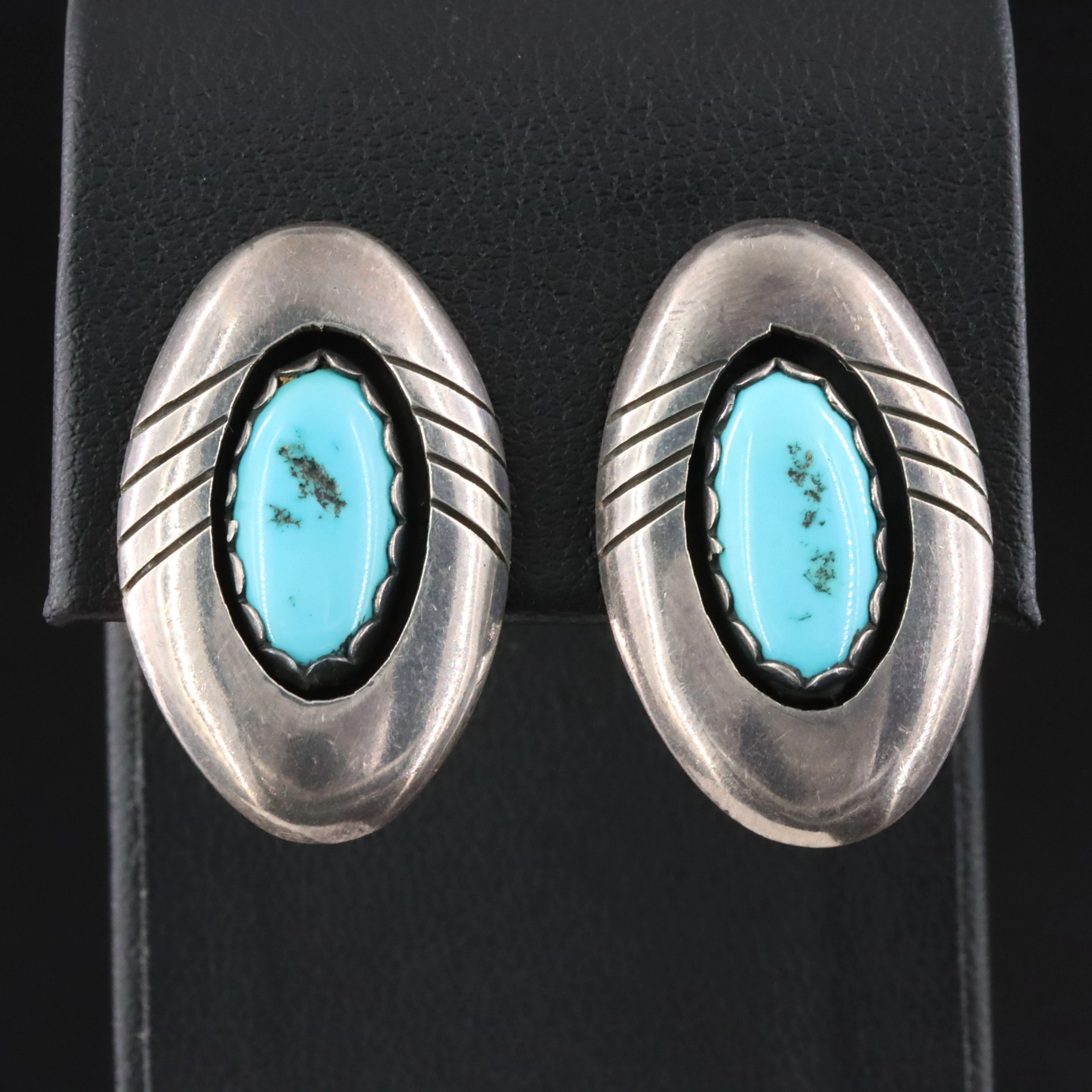 Southwestern Sterling Turquoise Shadowbox Earrings
