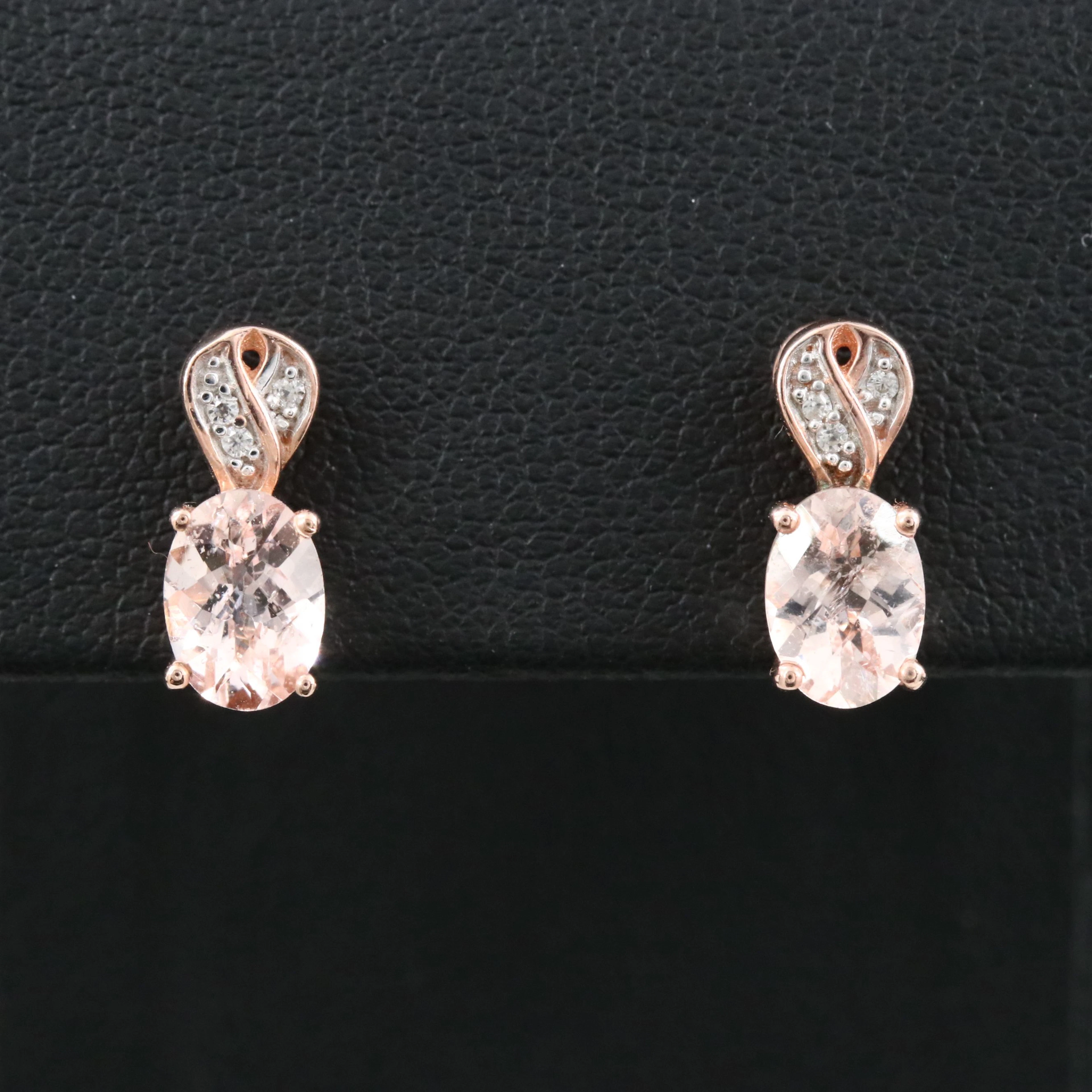 Sterling Morganite Earrings with White Topaz Accents