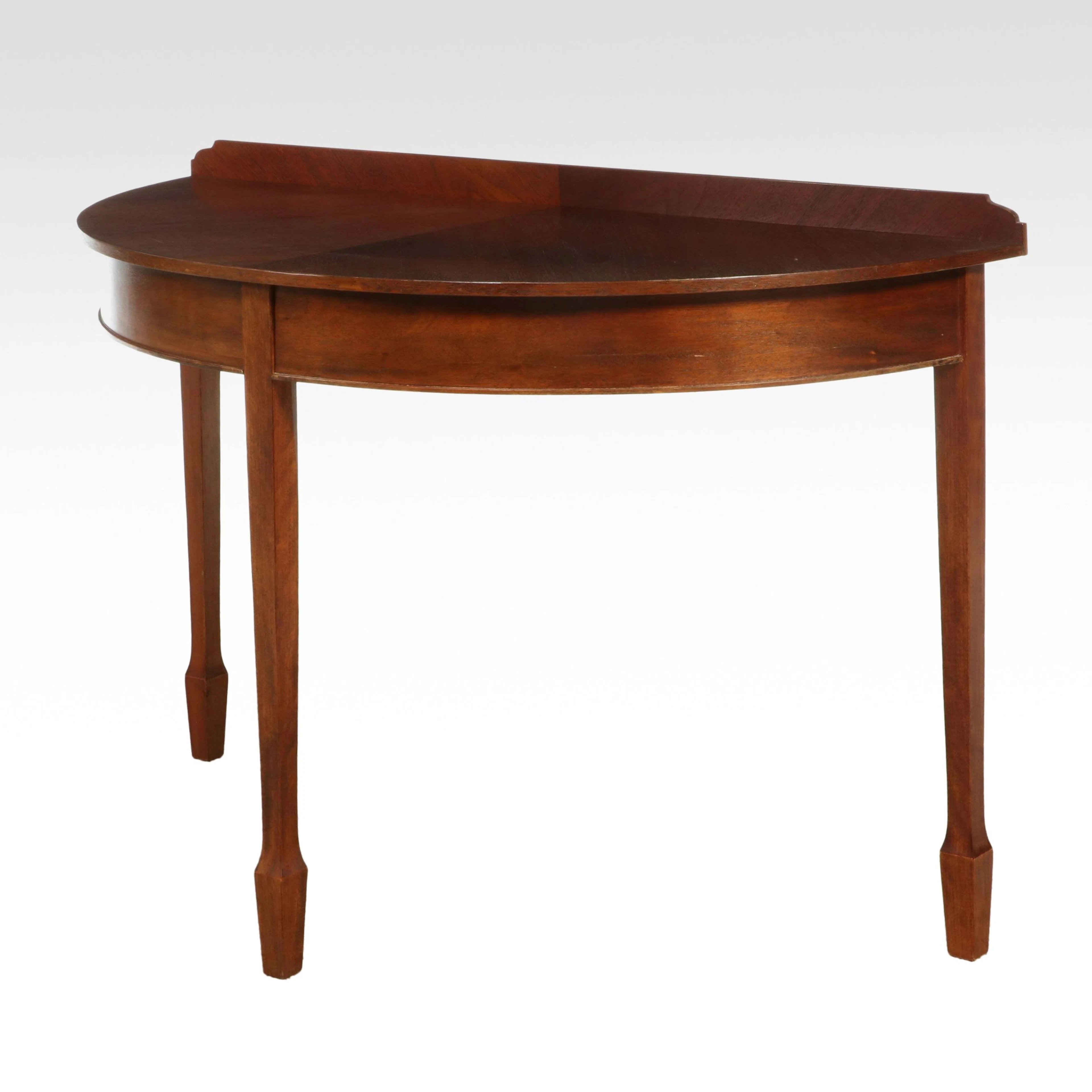 Sheraton Style Mahogany Demilune Console Table, Mid to Late 20th Century