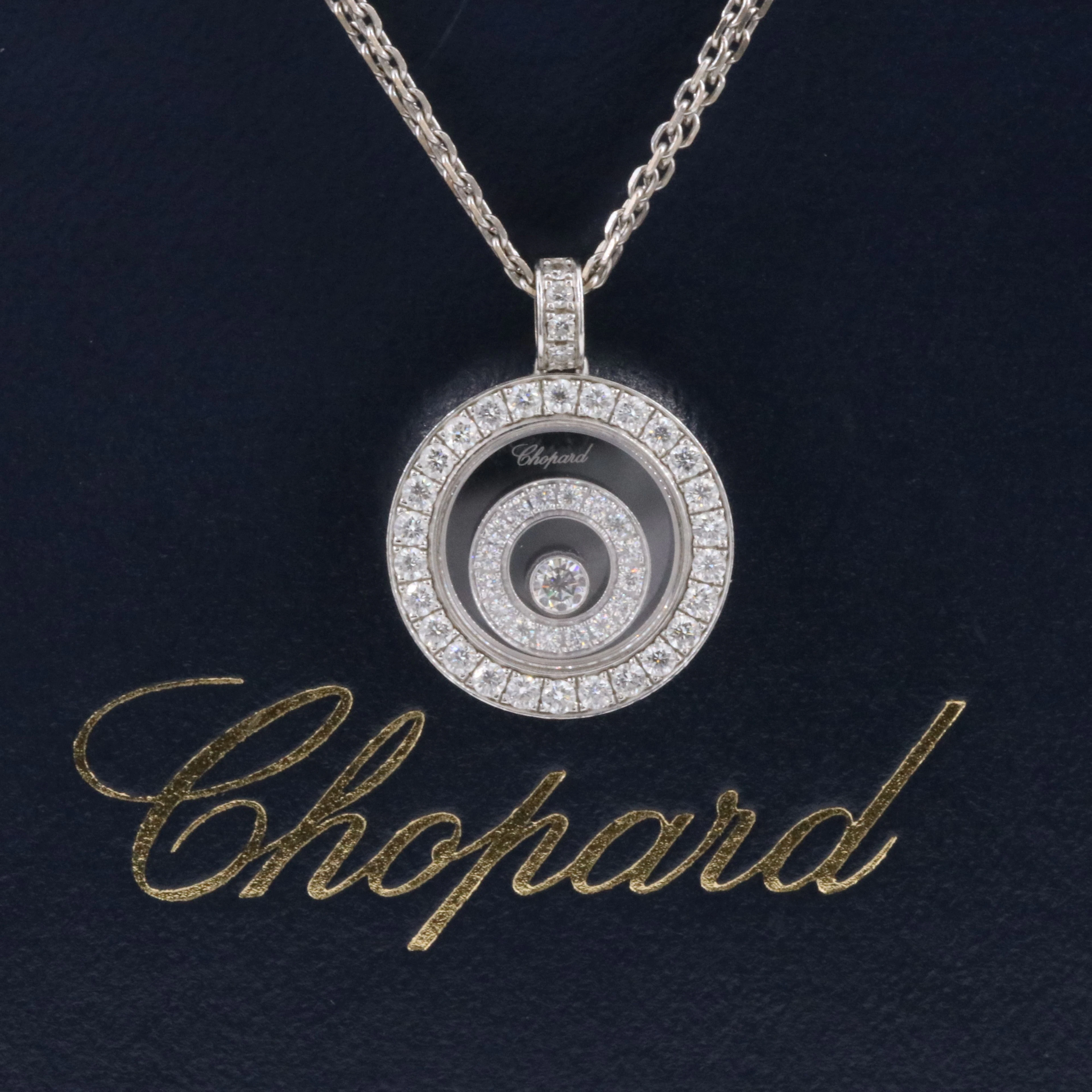 Chopard Happy Spirit 18K 0.72 CTW Floating Diamond Pendant Necklace with COA