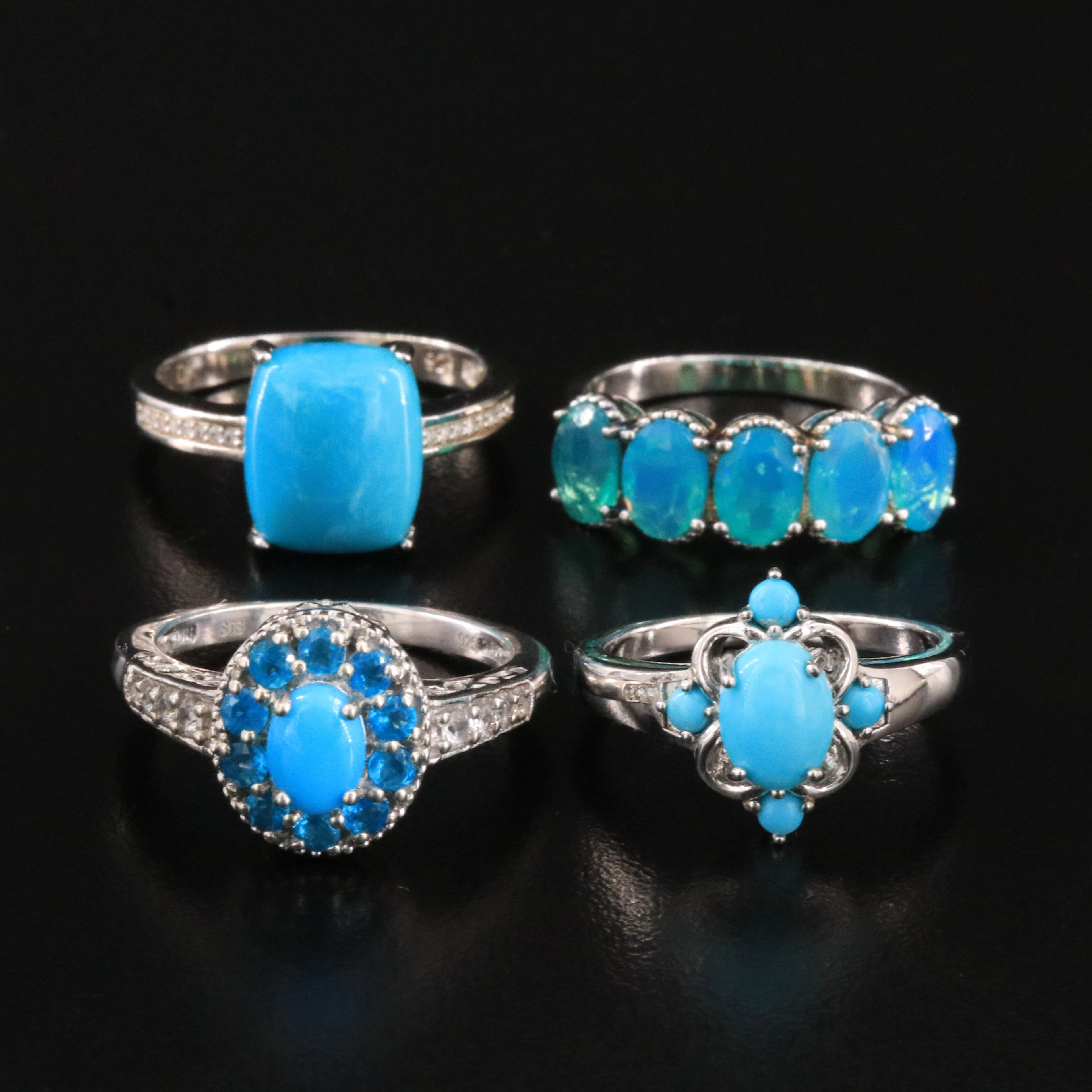 Sterling Rings Featuring Opal, Turquoise and Apatite