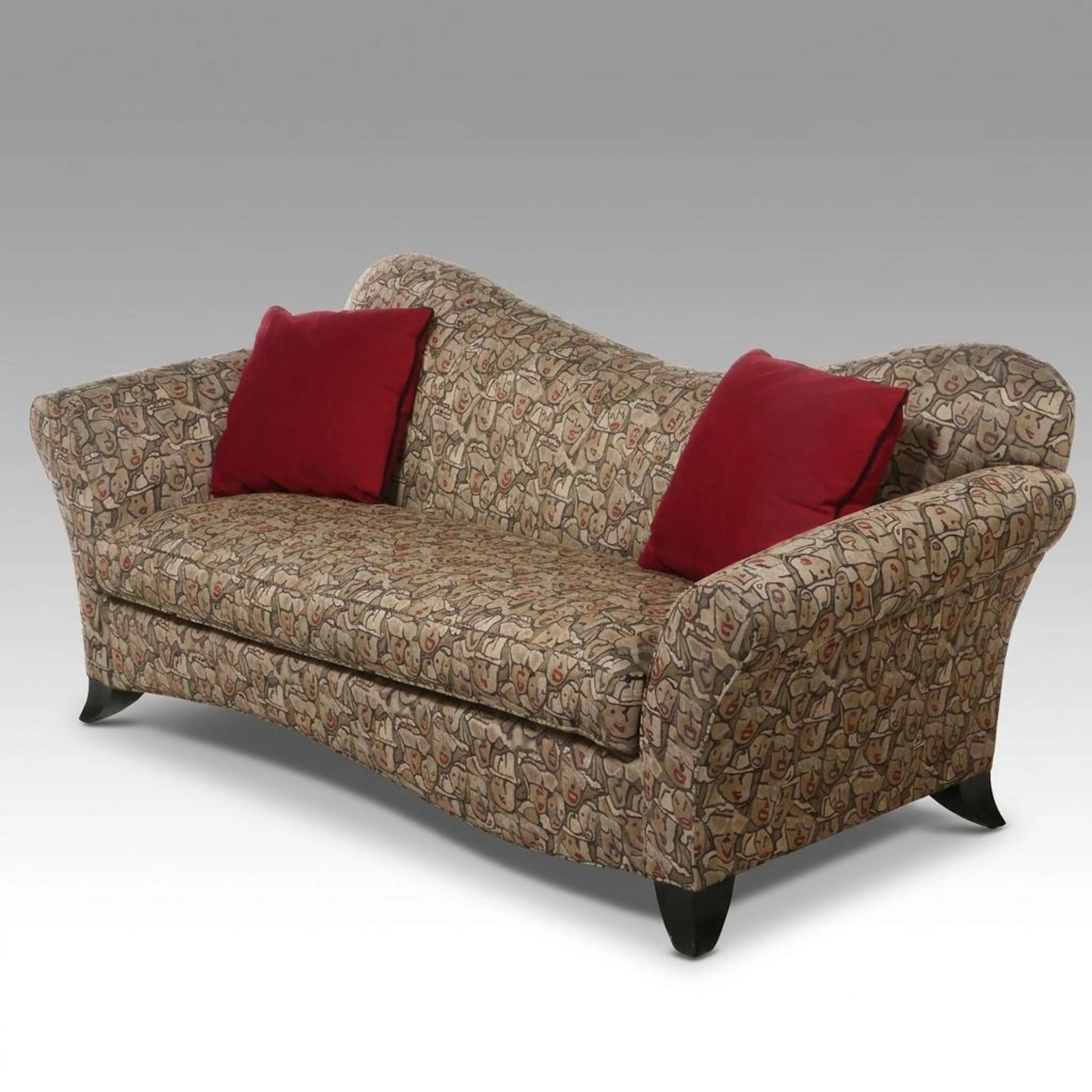 Carter Postmodern Fabric Upholstered Asymmetrical Sofa, Late 20th Century