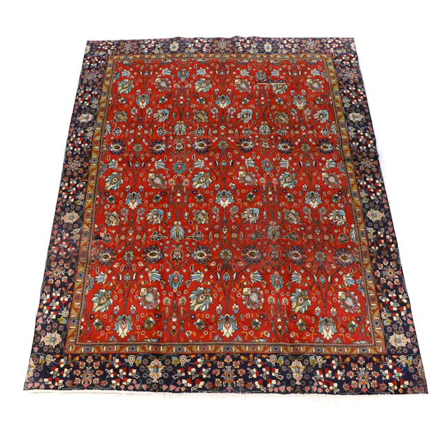 9'2 x 12'8 Hand-Knotted Persian Isfahan Style Room-Sized Rug