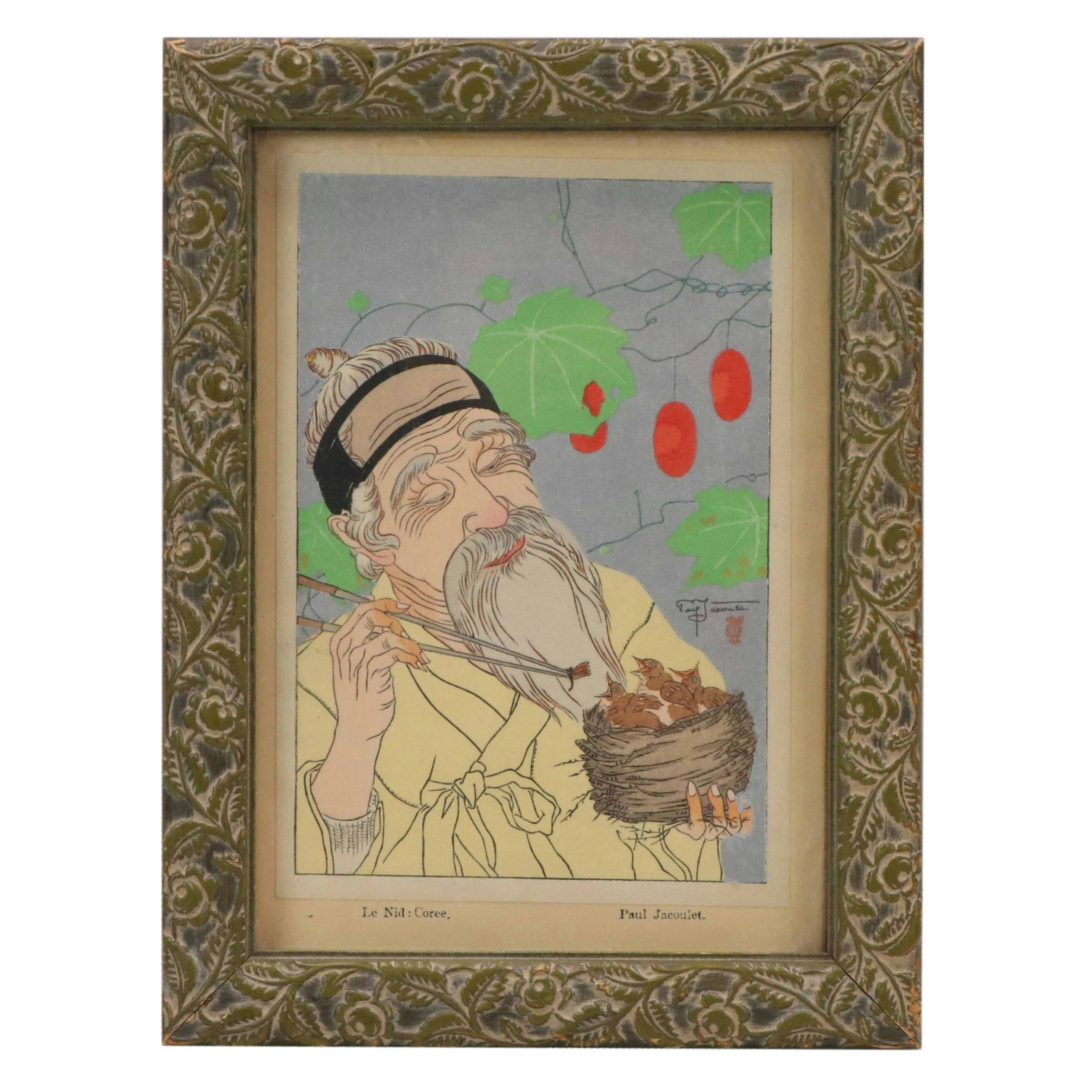 Woodblock After Paul Jacoulet "Le Nid," 20th Century