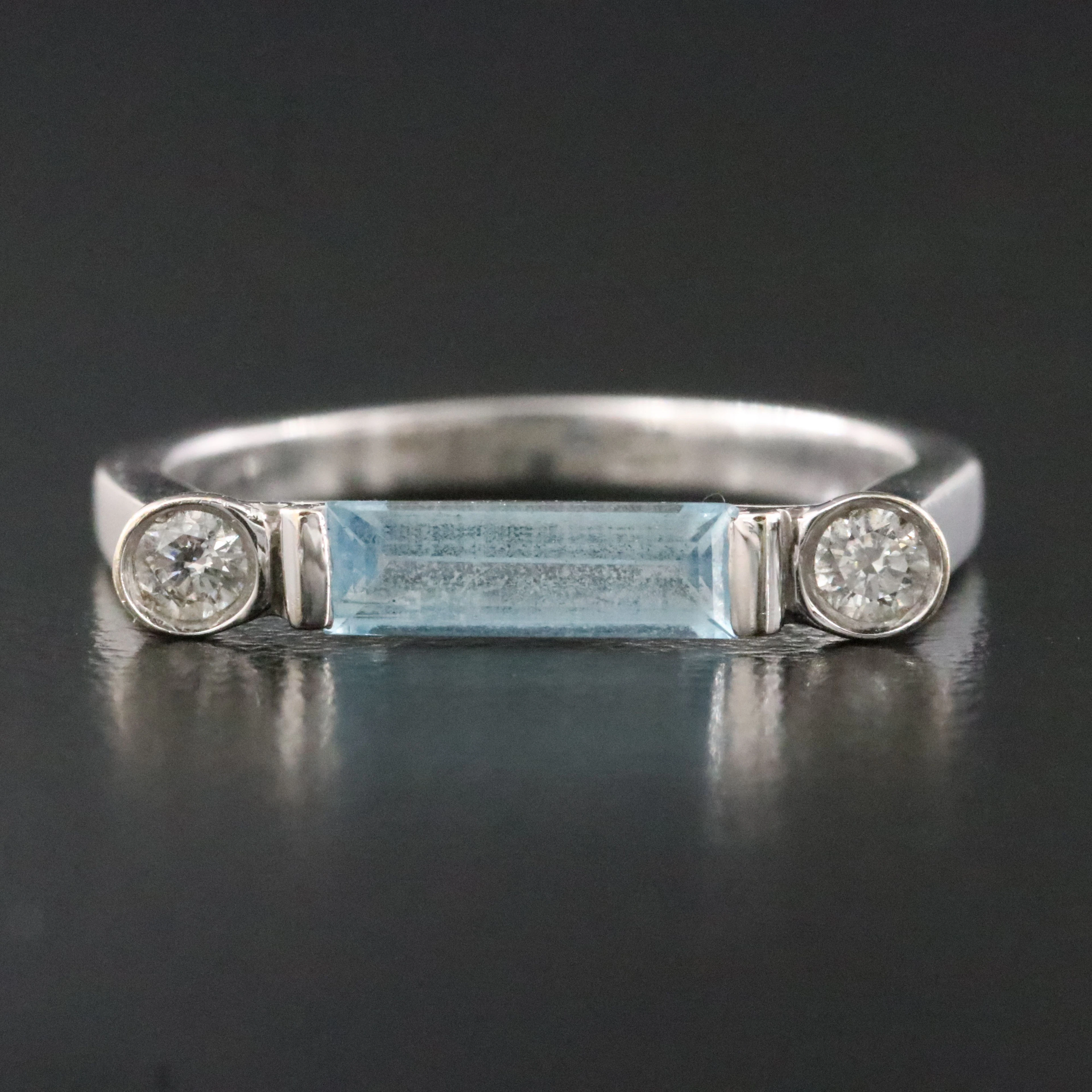 Mathon 18K Aquamarine and Diamond "Manhattan" Stacking Ring