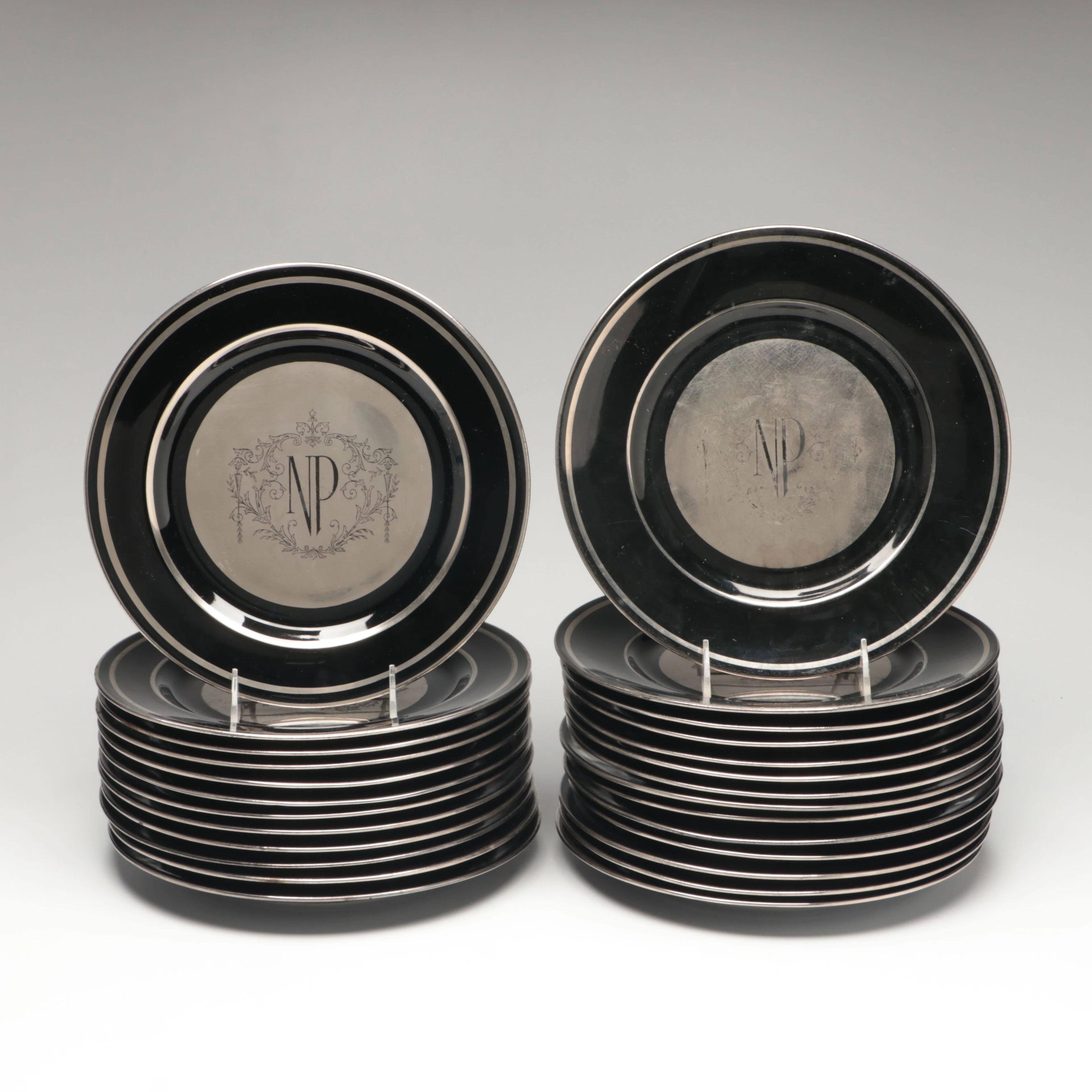 Netherland Plaza Hotel Lusterware Dinner Plates and Vases, Early to Mid-20th C.