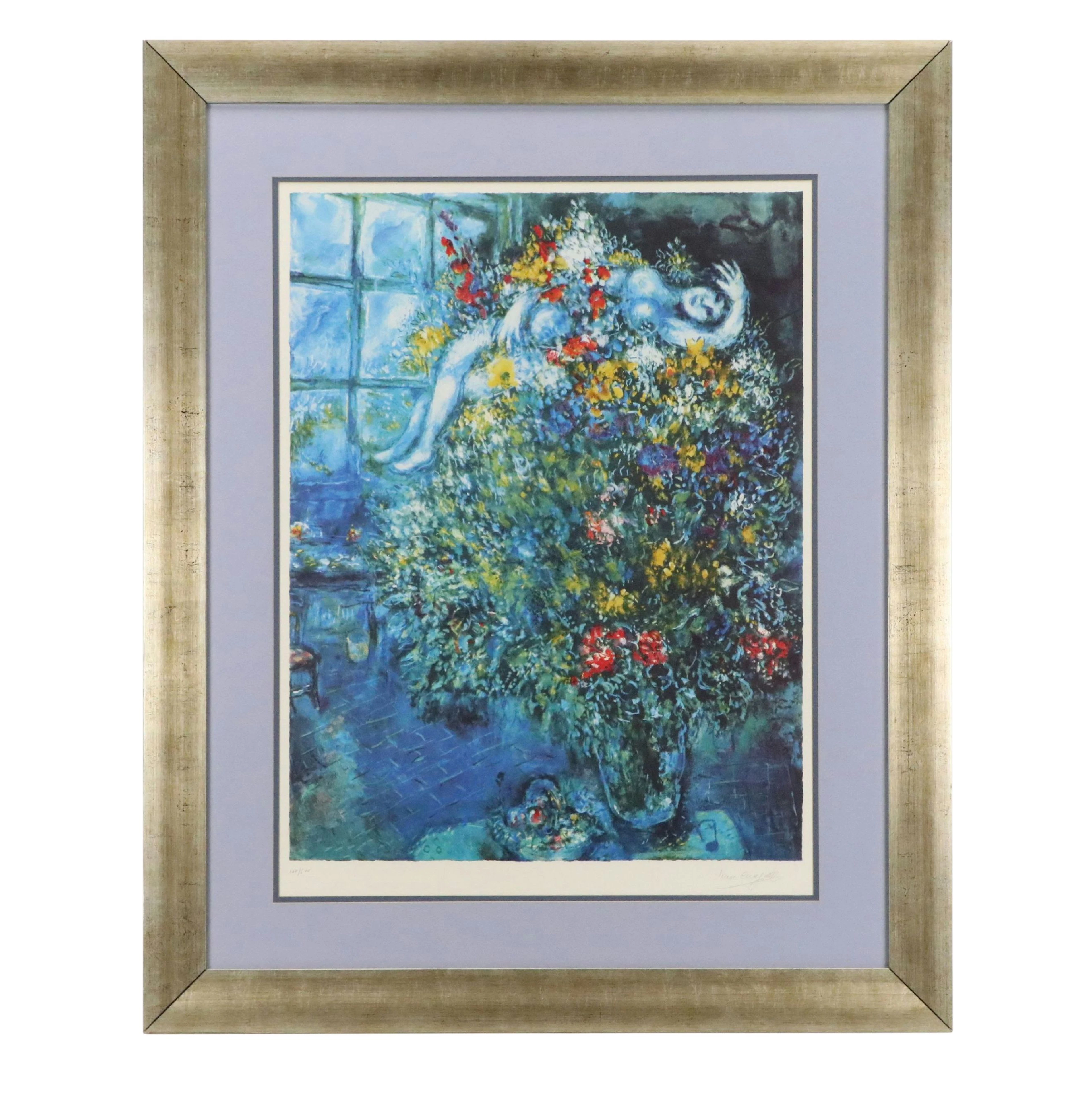 After Marc Chagall Offset Lithograph "Le Bouquet Ardent"
