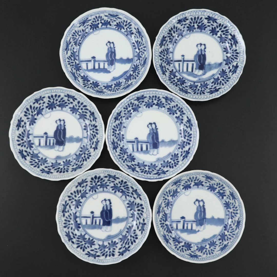 Antique Chinese Blue and White Porcelain Dishes, 18th/19th Century