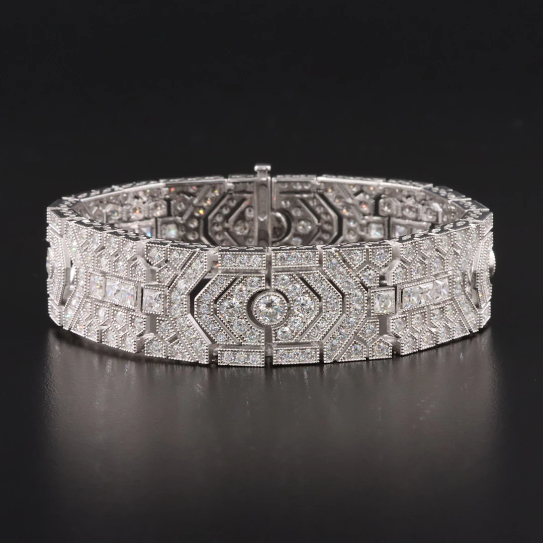 Art Deco Style Sterling Moissanite Bracelet