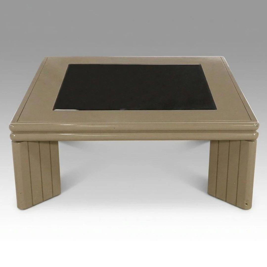 Modernist Painted Wood and Smoked Glass Cocktail Table