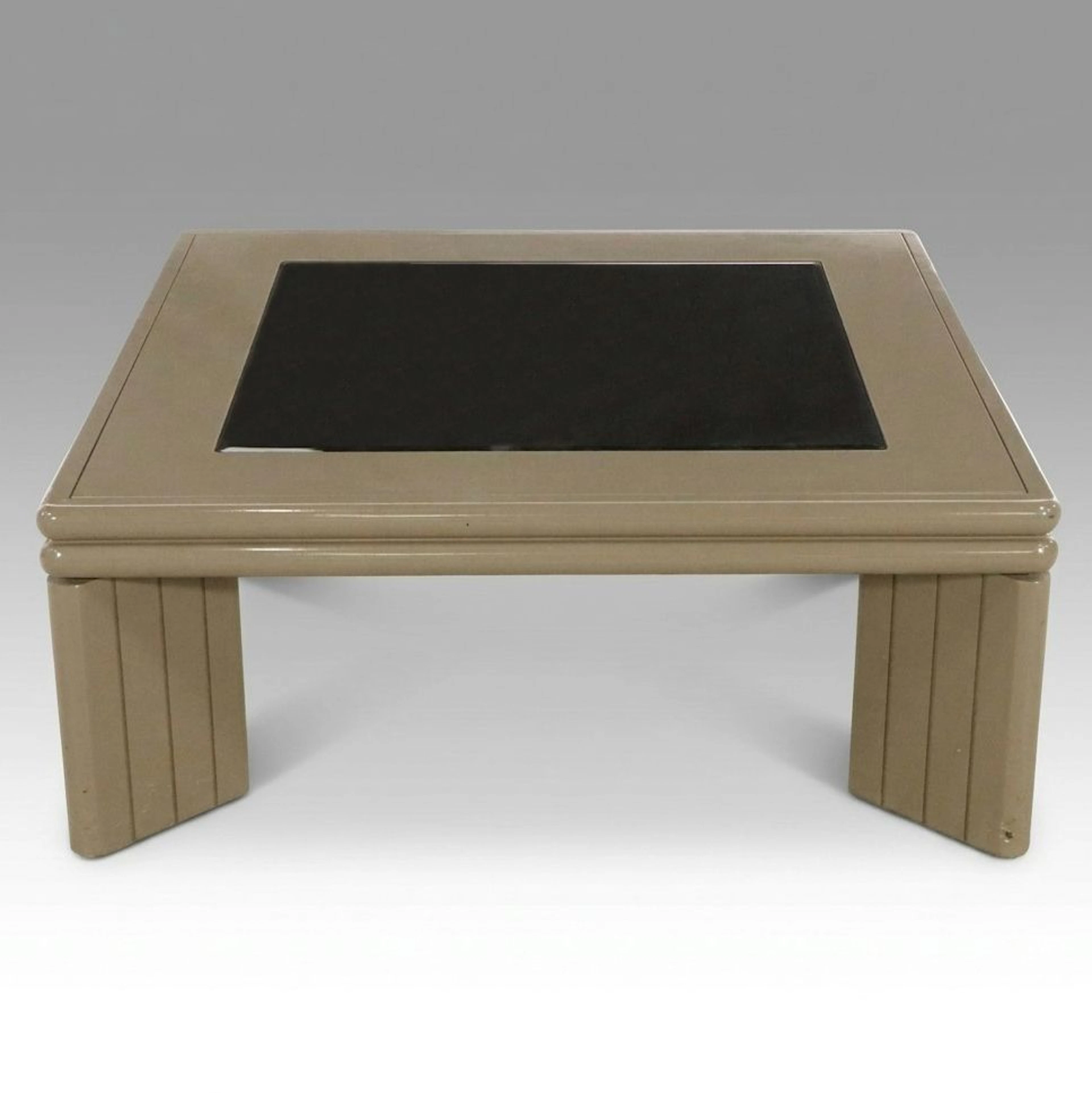 Modernist Painted Wood and Smoked Glass Cocktail Table