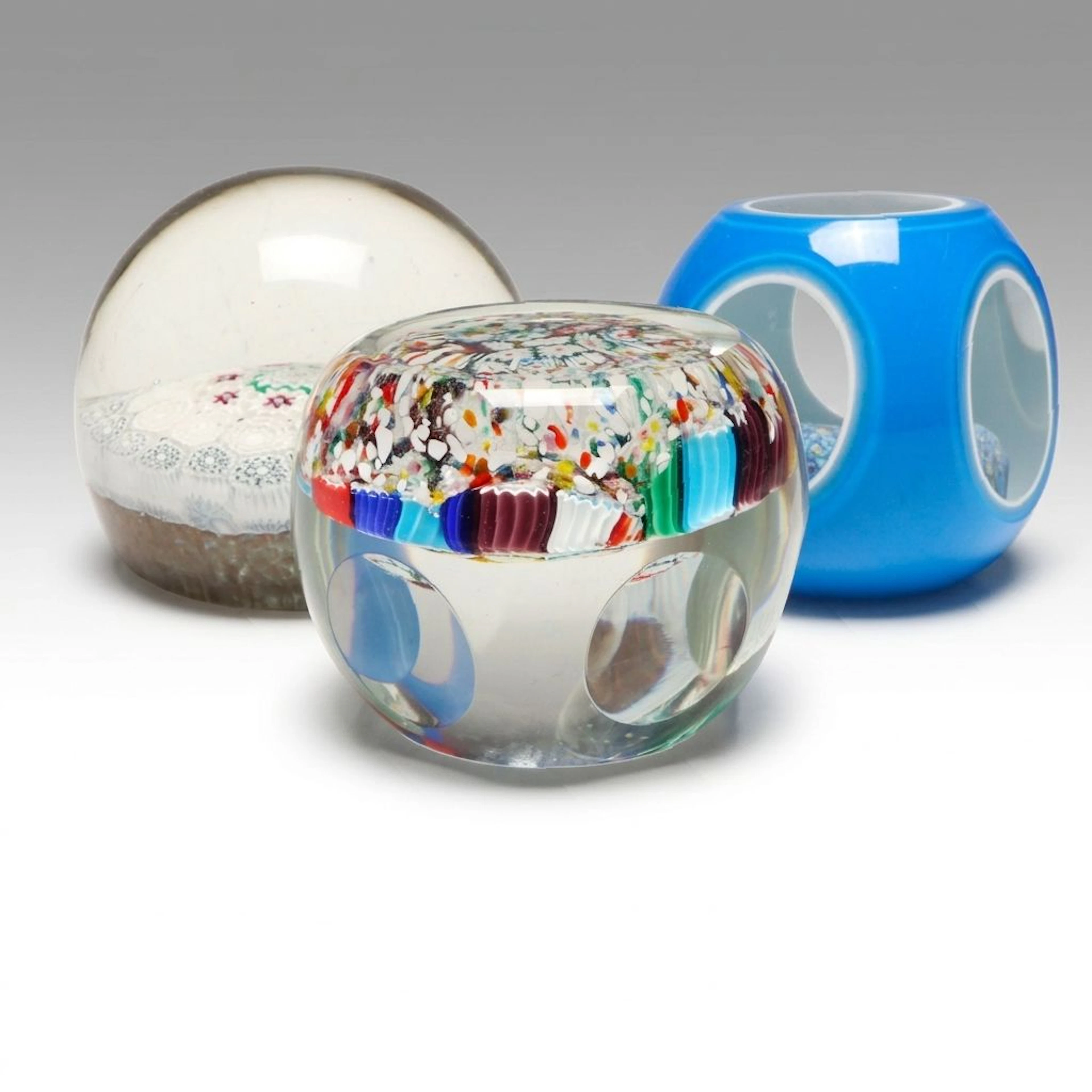 Murano Style Millefiori Glass Paperweights