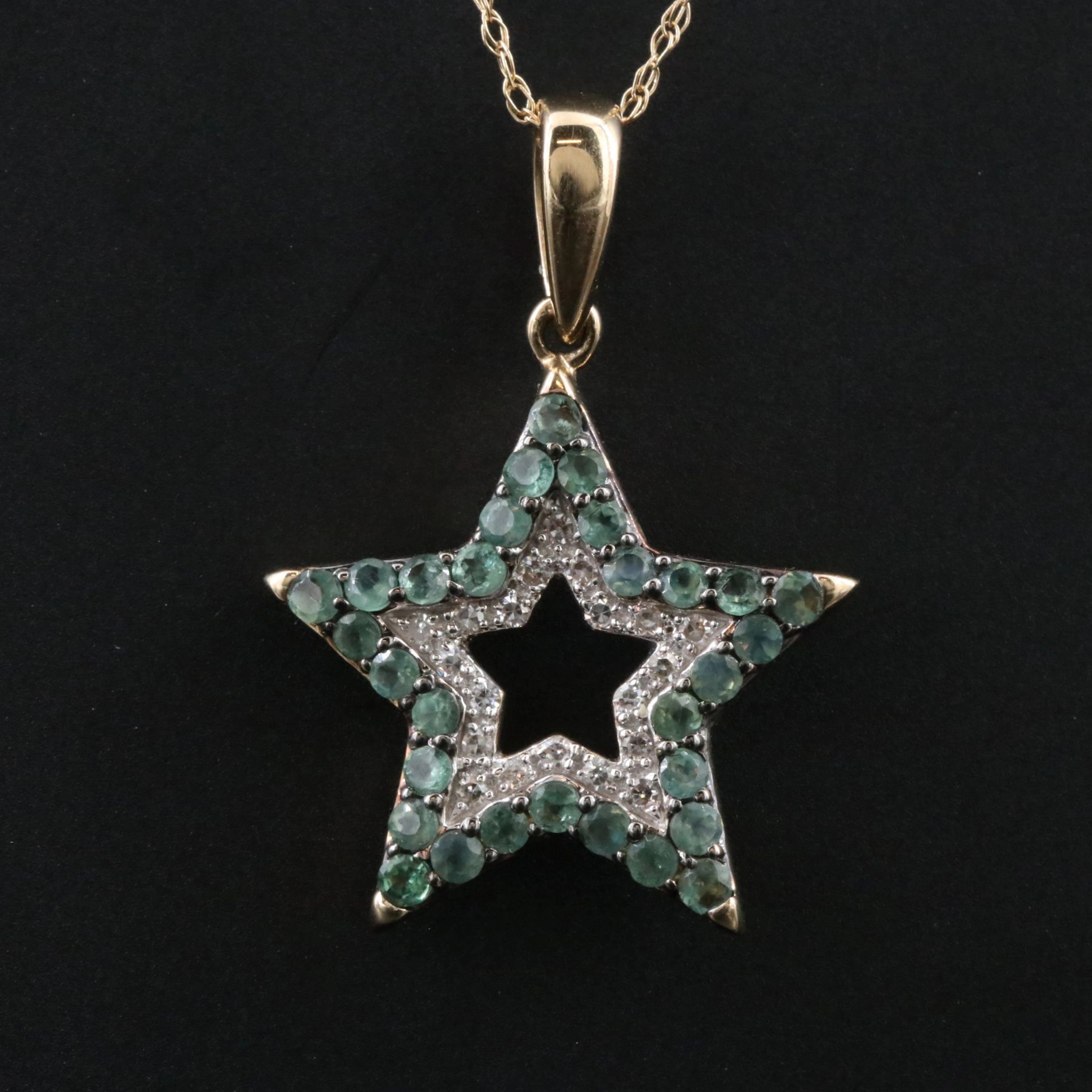 14K Alexandrite and Diamond Star Pendant Necklace