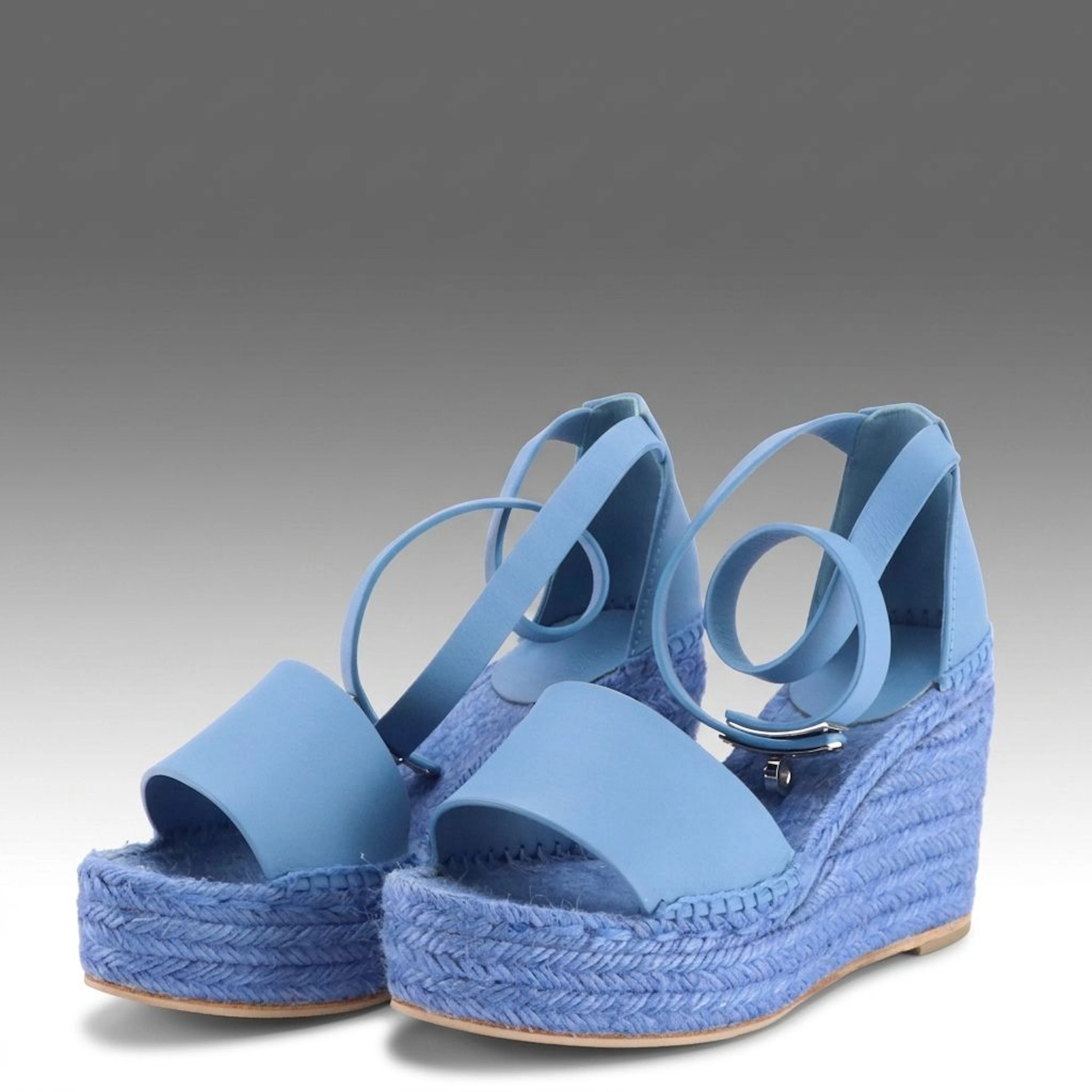 Hermès Tipoli Espadrille Platform Sandals with Kelly Lock and Box