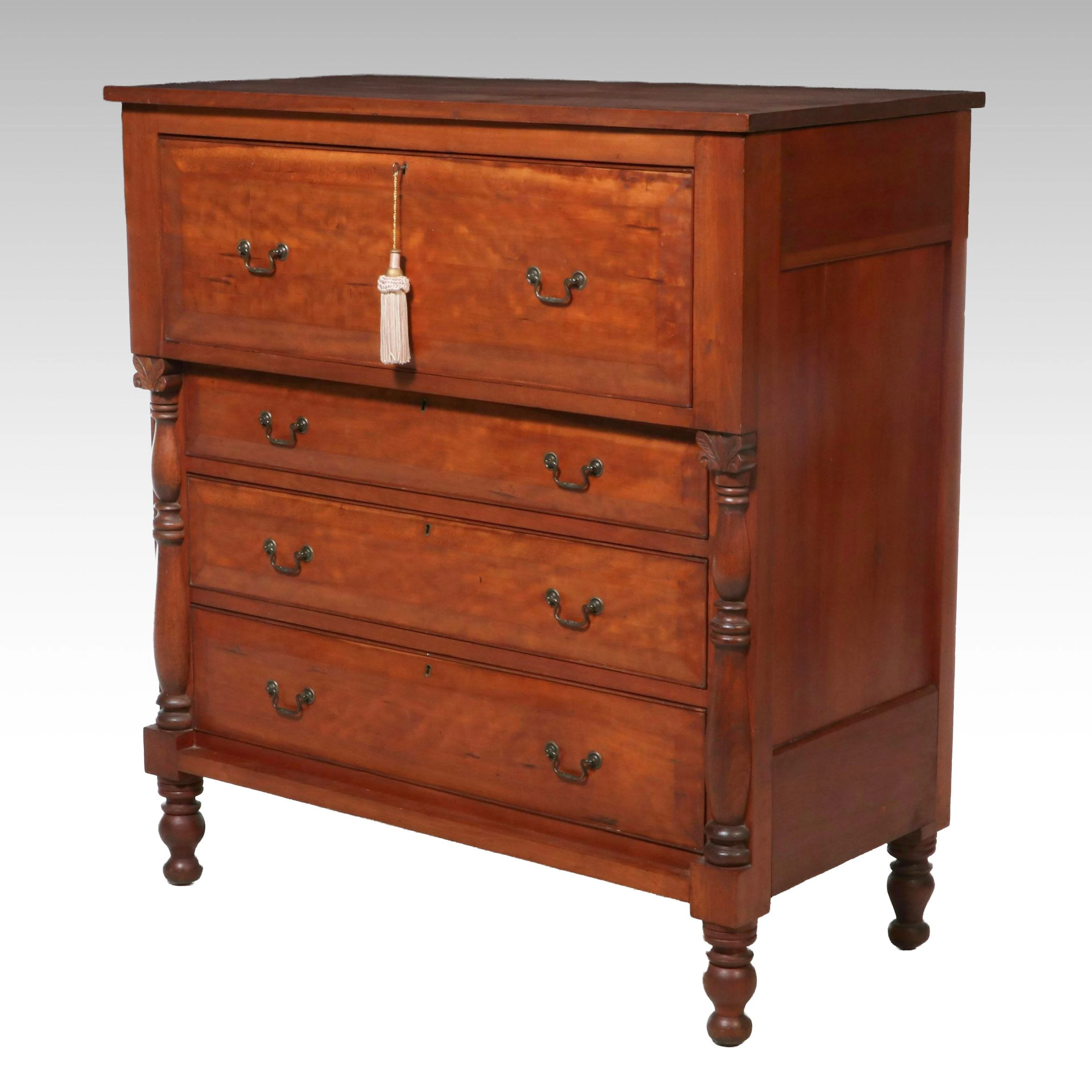 American Empire Style Cherry Chest of Drawers, Late 19th to Early 20th Century