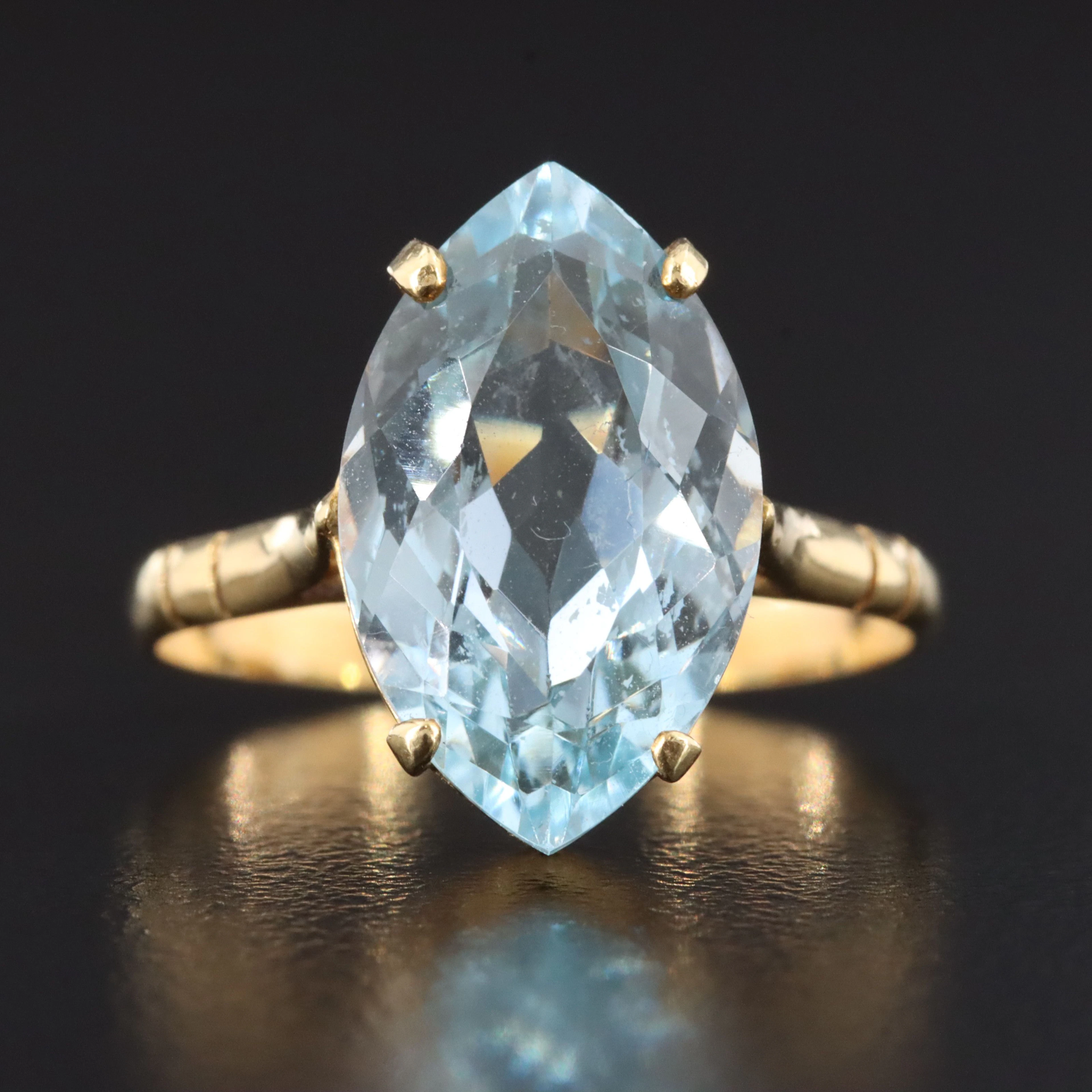 18K Sky Blue Topaz Navette Ring