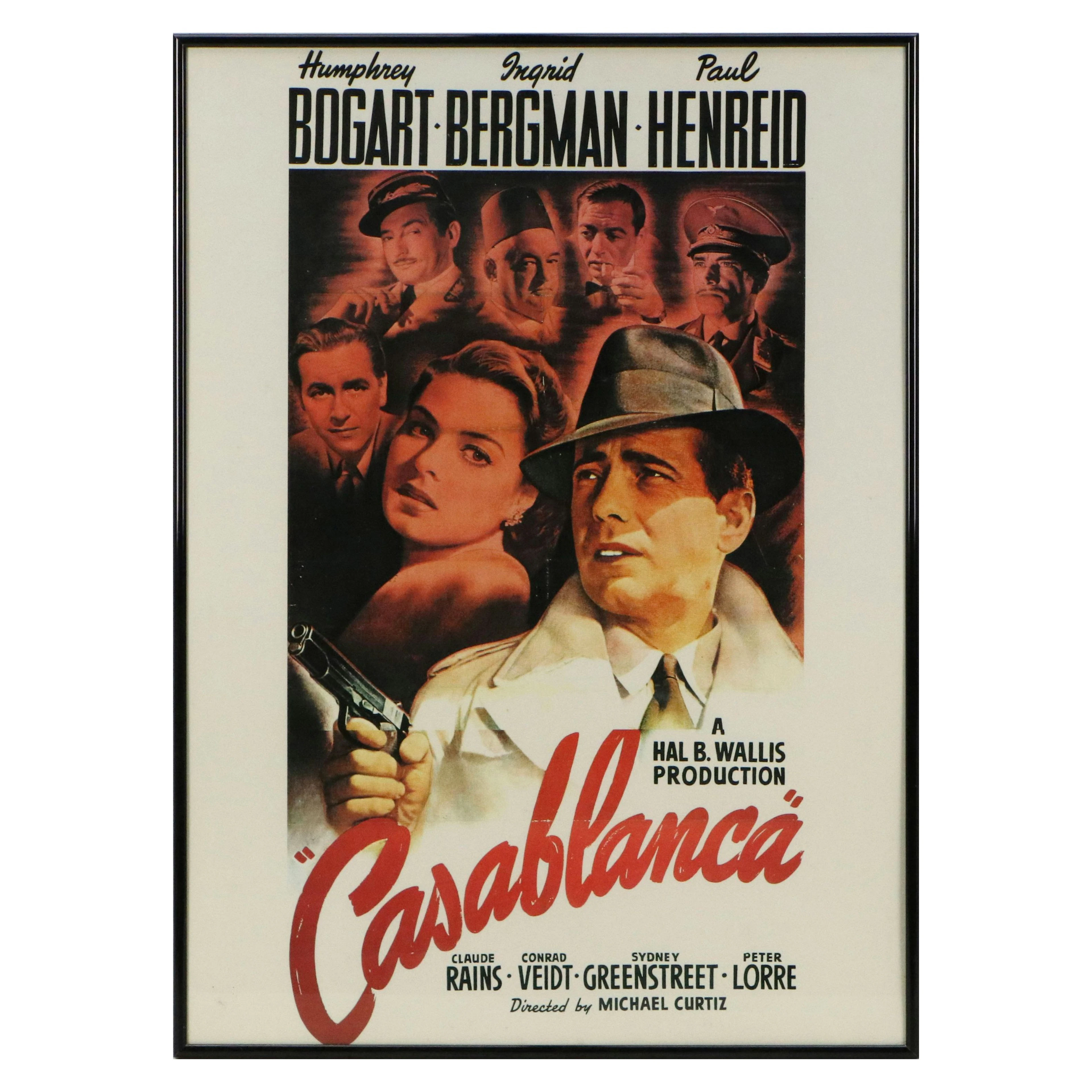 After Bill Gold Offset Lithograph Movie Poster "Casablanca"