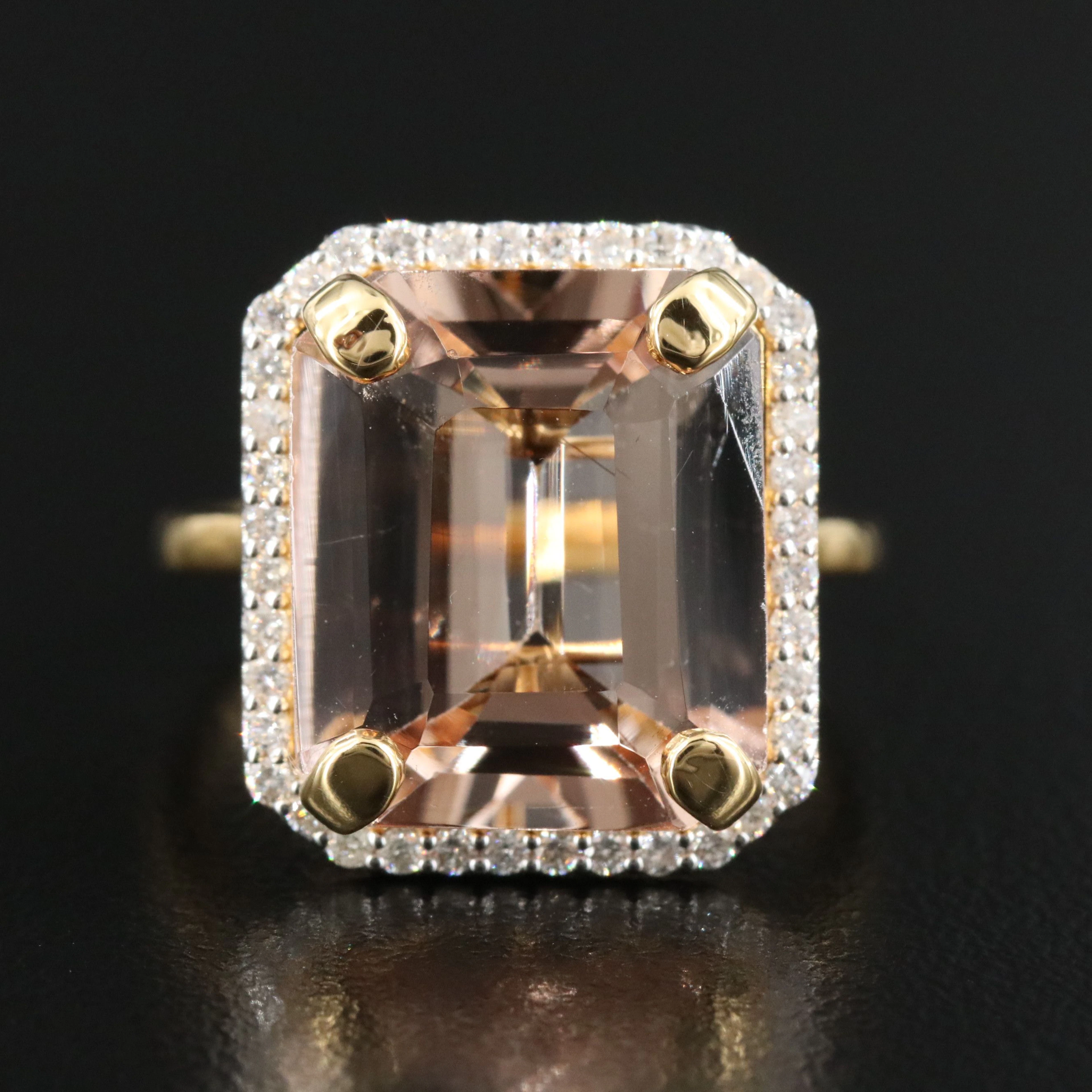 14K 7.36 CT Morganite and Diamond Ring
