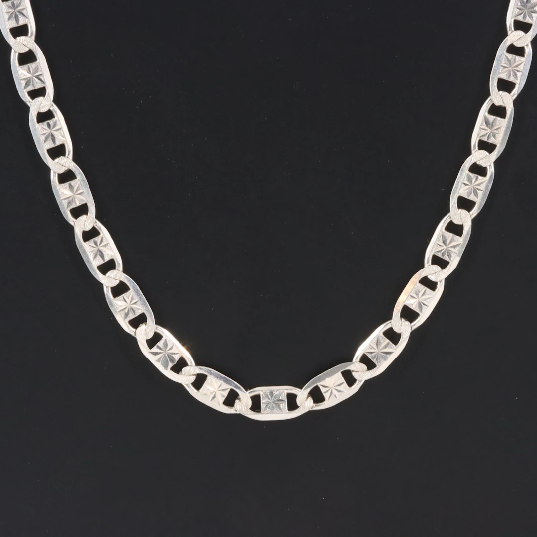 Sterling Starburst Mariner Chain Necklace