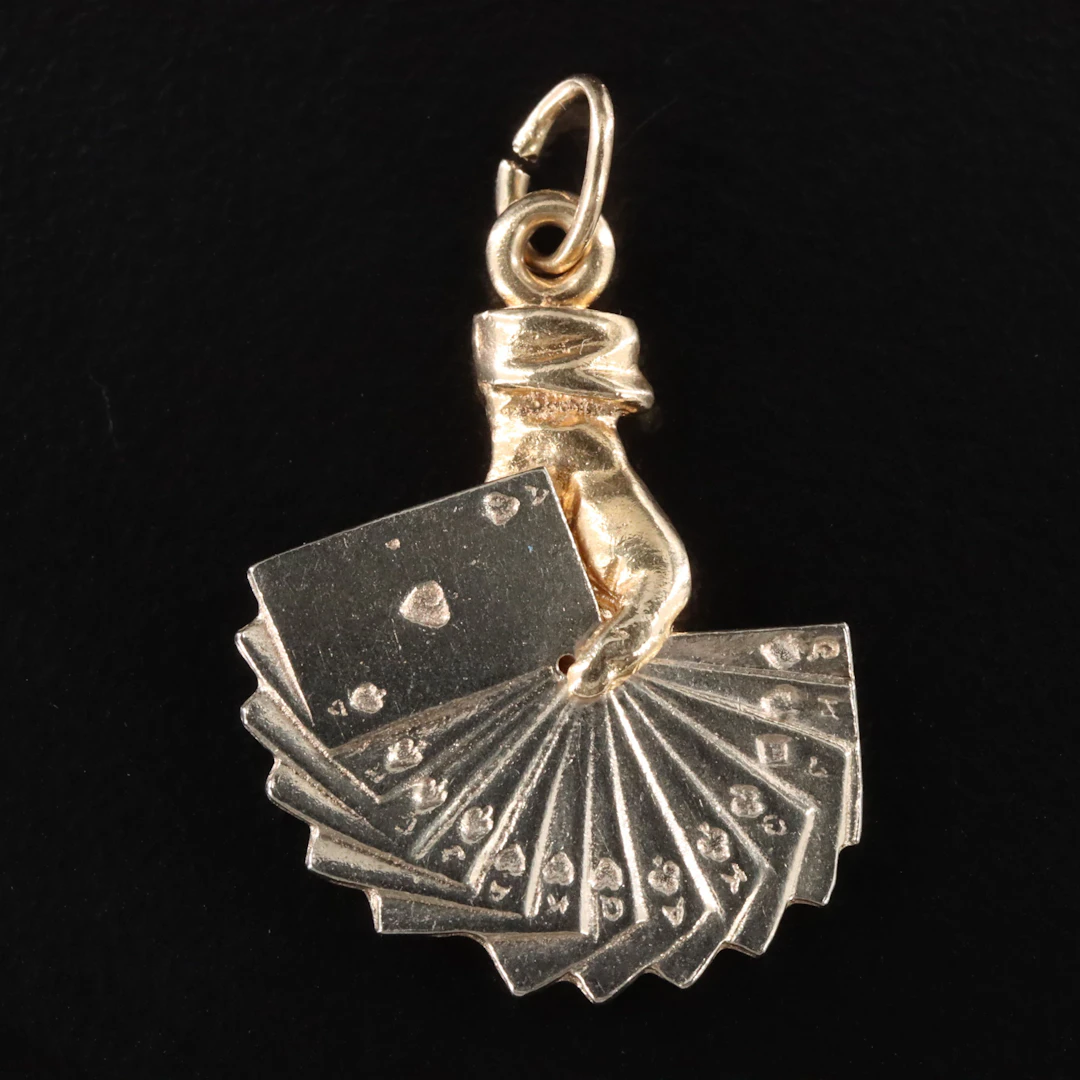 14K Two-Tone Handful of Cards Pendant