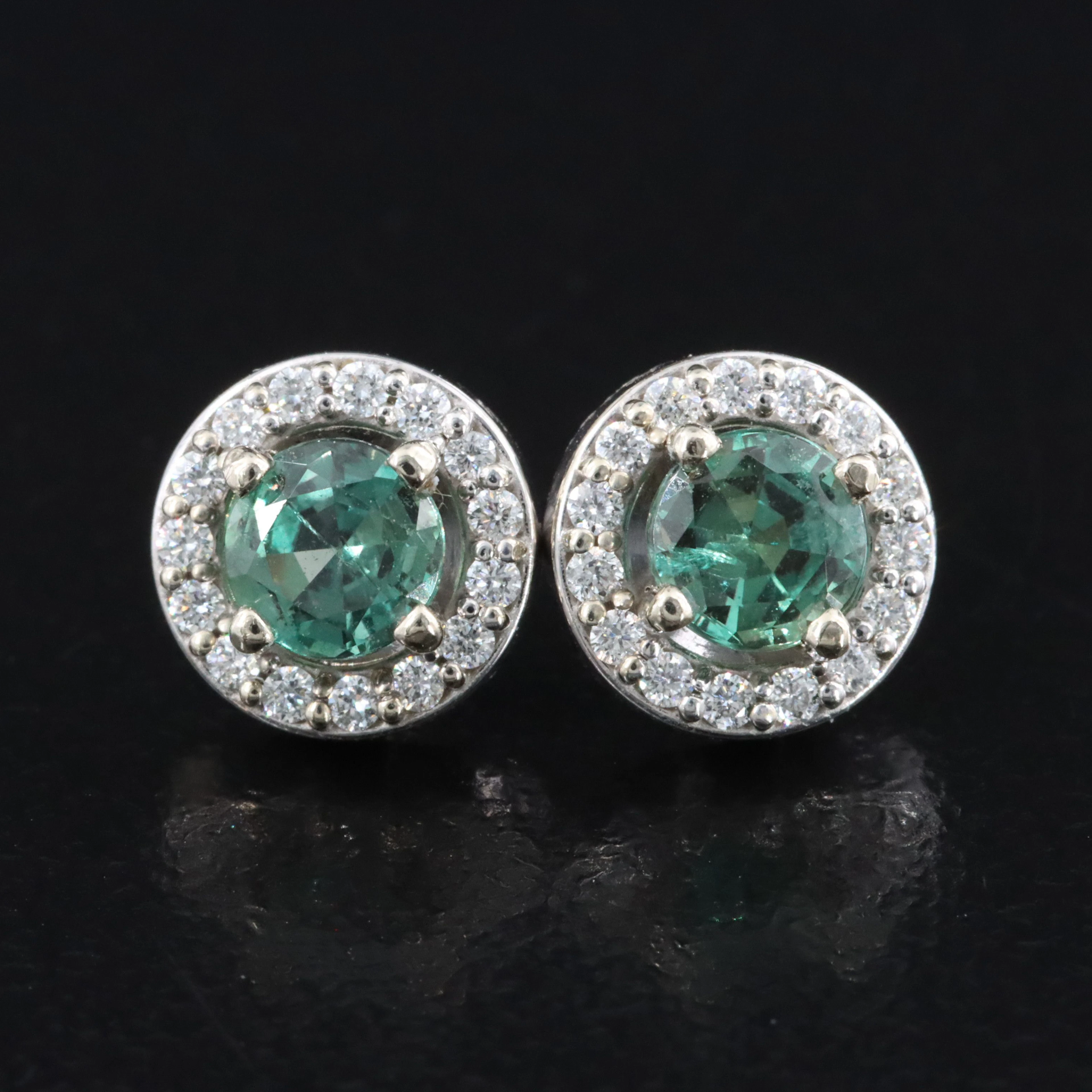 14K Brazilian Alexandrite and Diamond Earrings with GIA Report