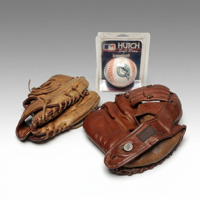 Hutch "The Magnet" and "Field Master" Fielder's Gloves and Soft Pros Baseball