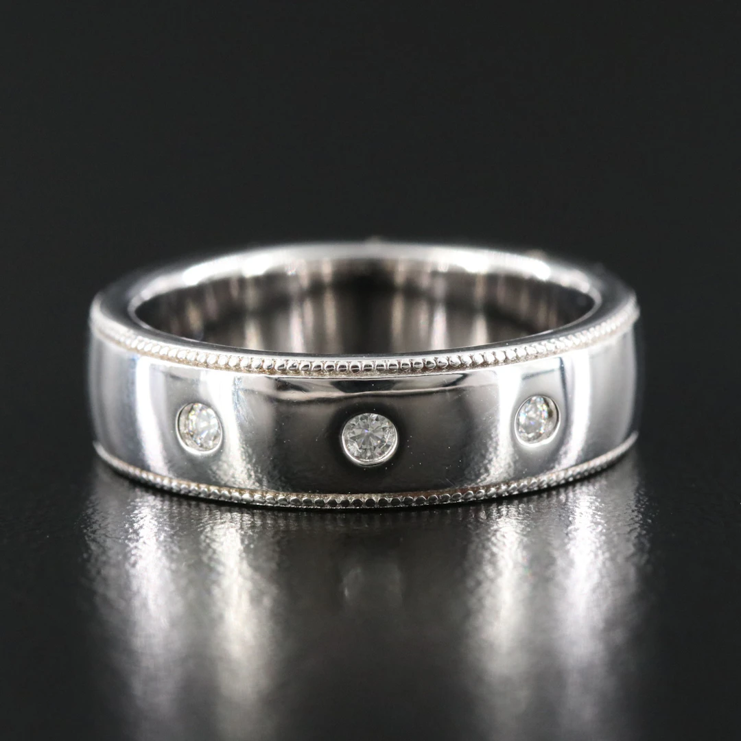 Sterling Diamond Flush Set Ring