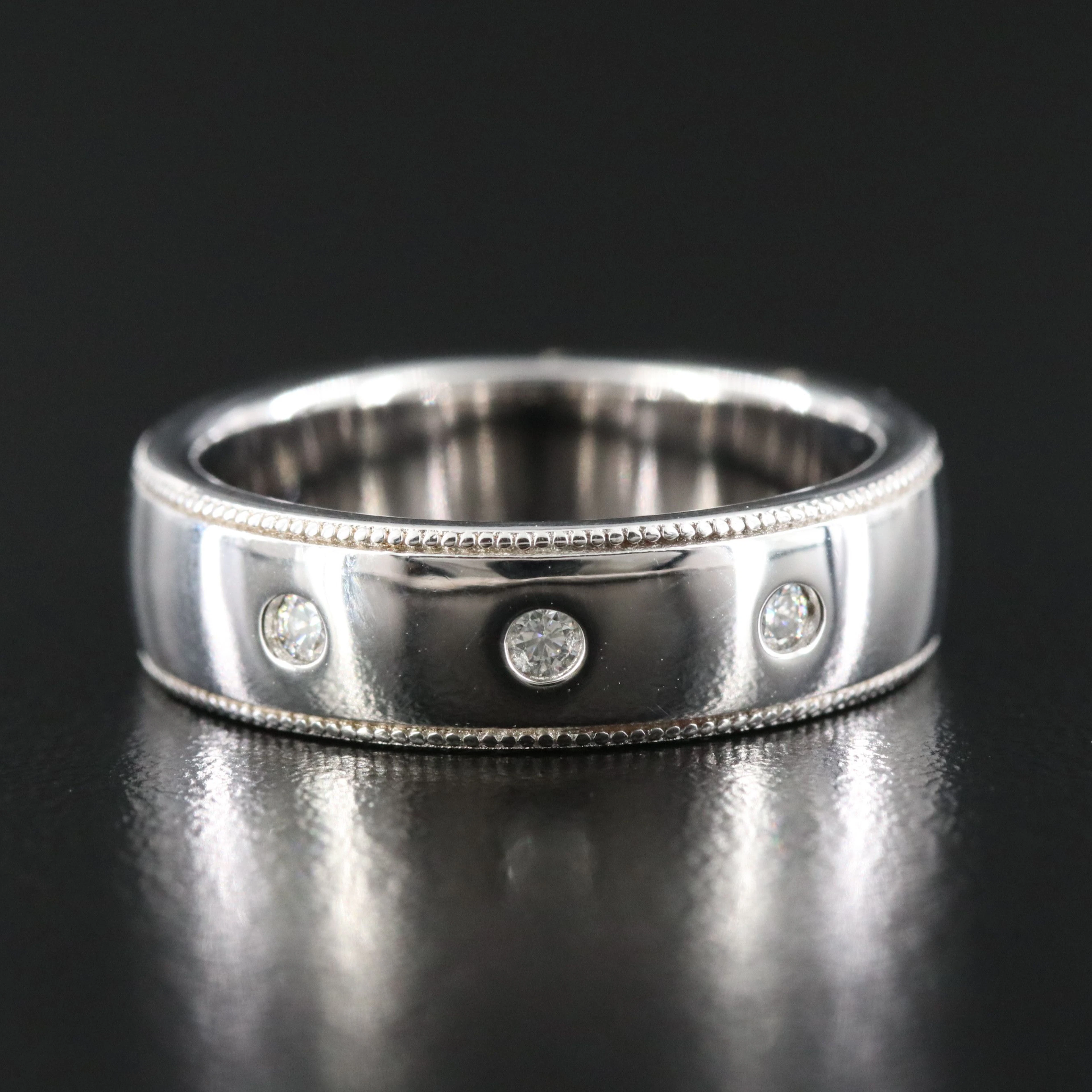 Sterling Diamond Flush Set Ring