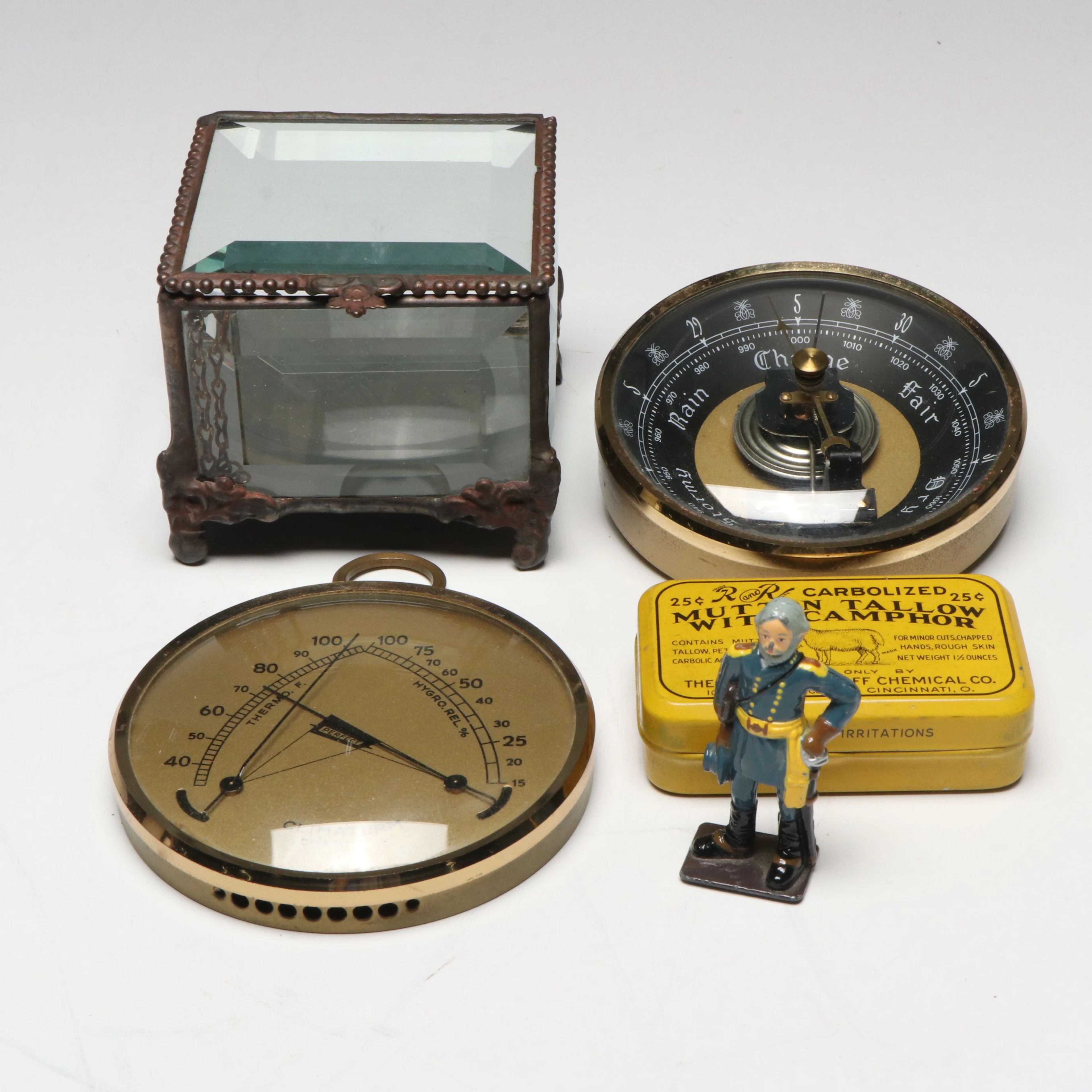 Climaterm Combination Thermo-Hygrometer, Glass Jewelry Box, Other Collectibles