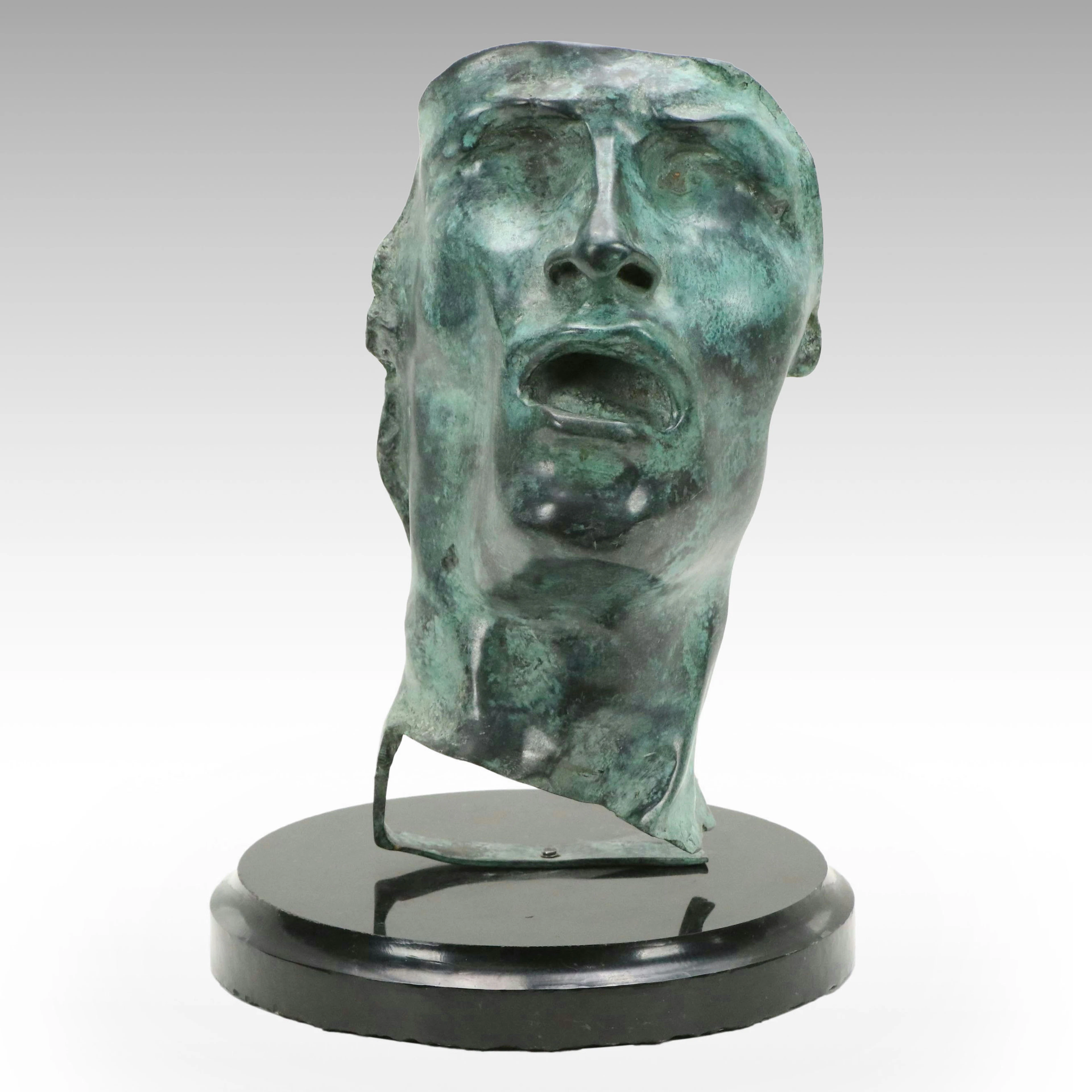 Cast Bronze Sculpture After Auguste Rodin "Mask of Sorrow"