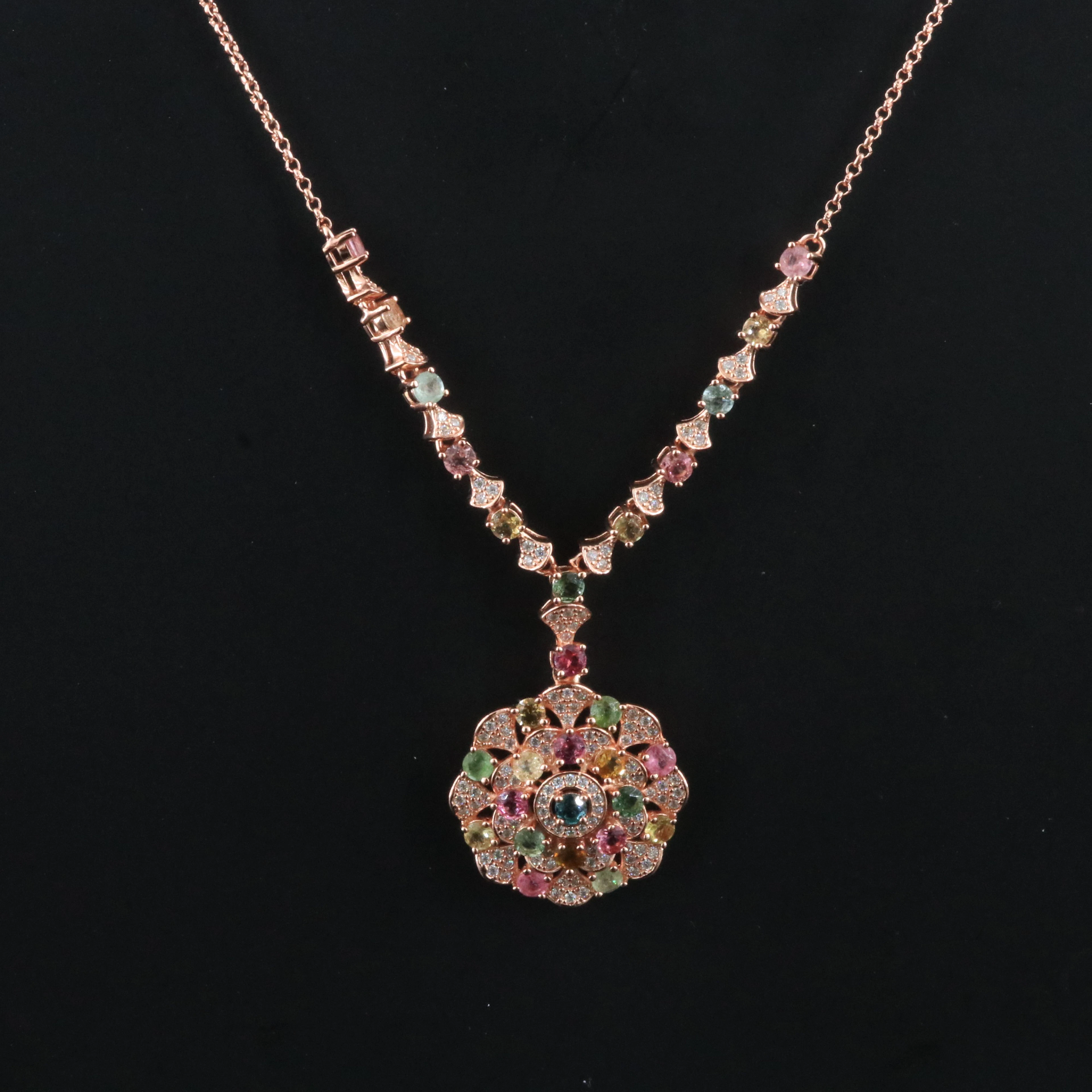 Sterling Tourmaline Necklace with Moissanite Accents