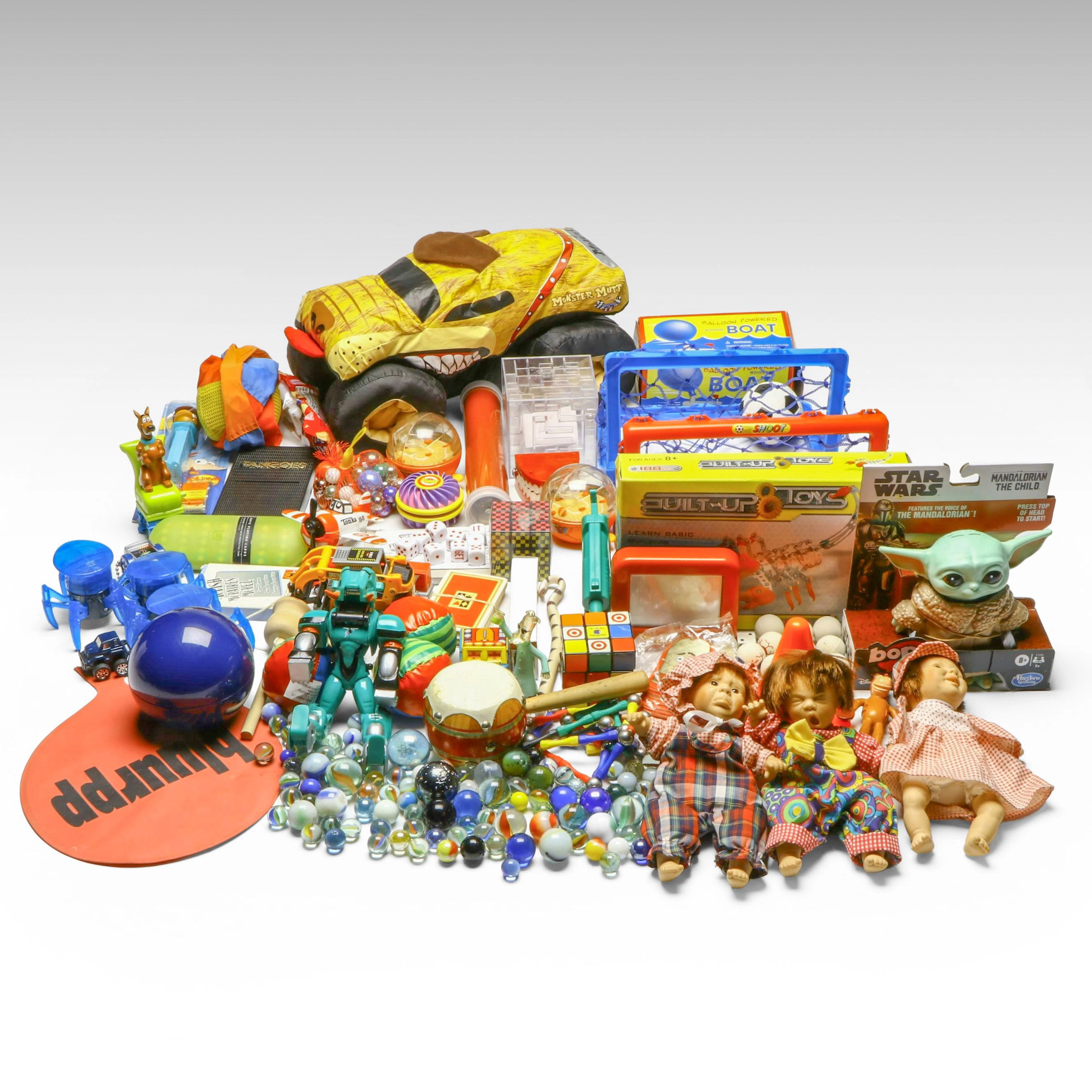 Toys, Glass Marbles and Dolls Including Mattel, Hasbro, Tonka and Disney