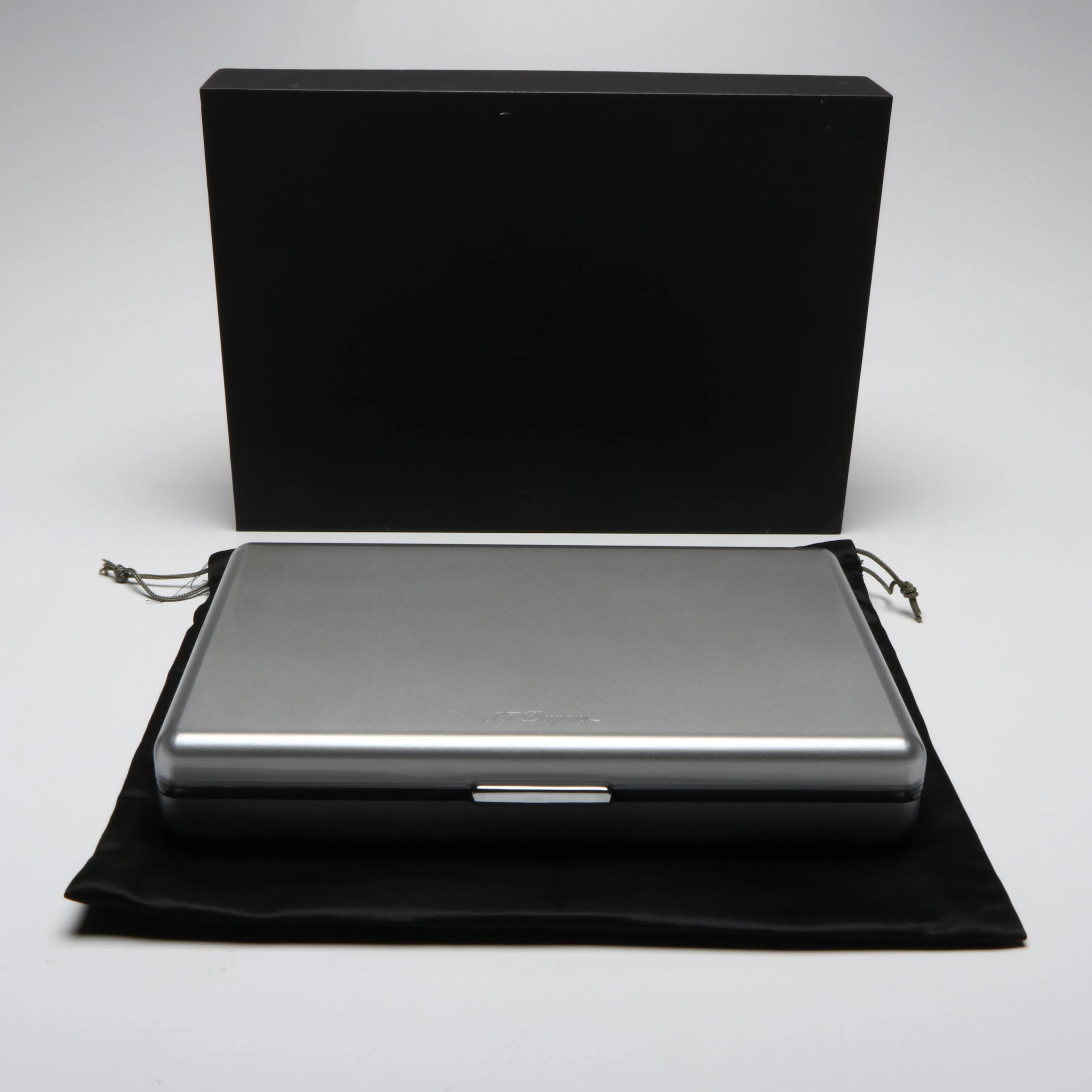 S.T. Dupont Brushed Metal Cigar Case with Dust Bag and Presentation Box