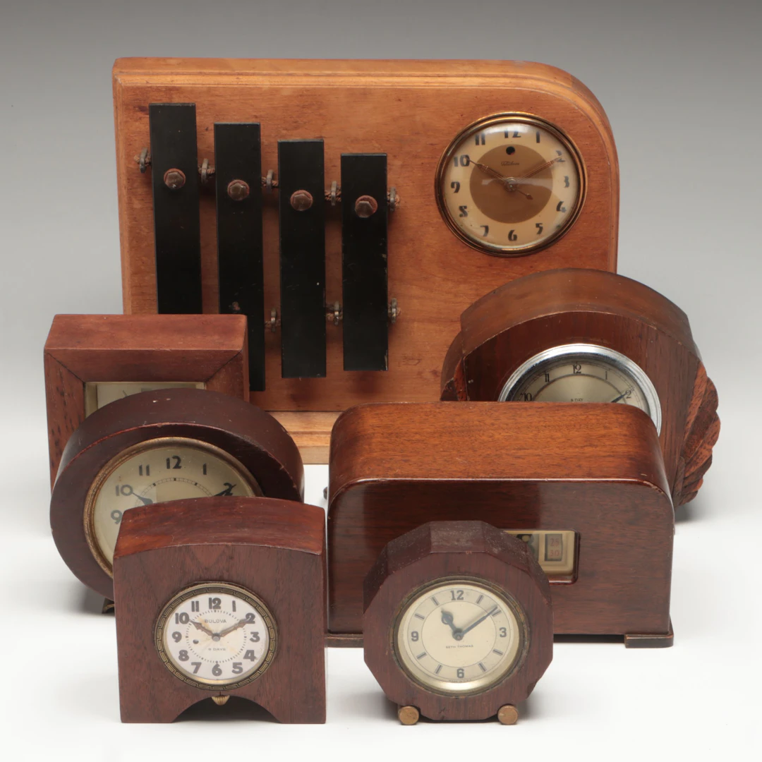 Seth Thomas, Martinek, Bulova with Other Desk Clocks, Early to Mid-20th Century