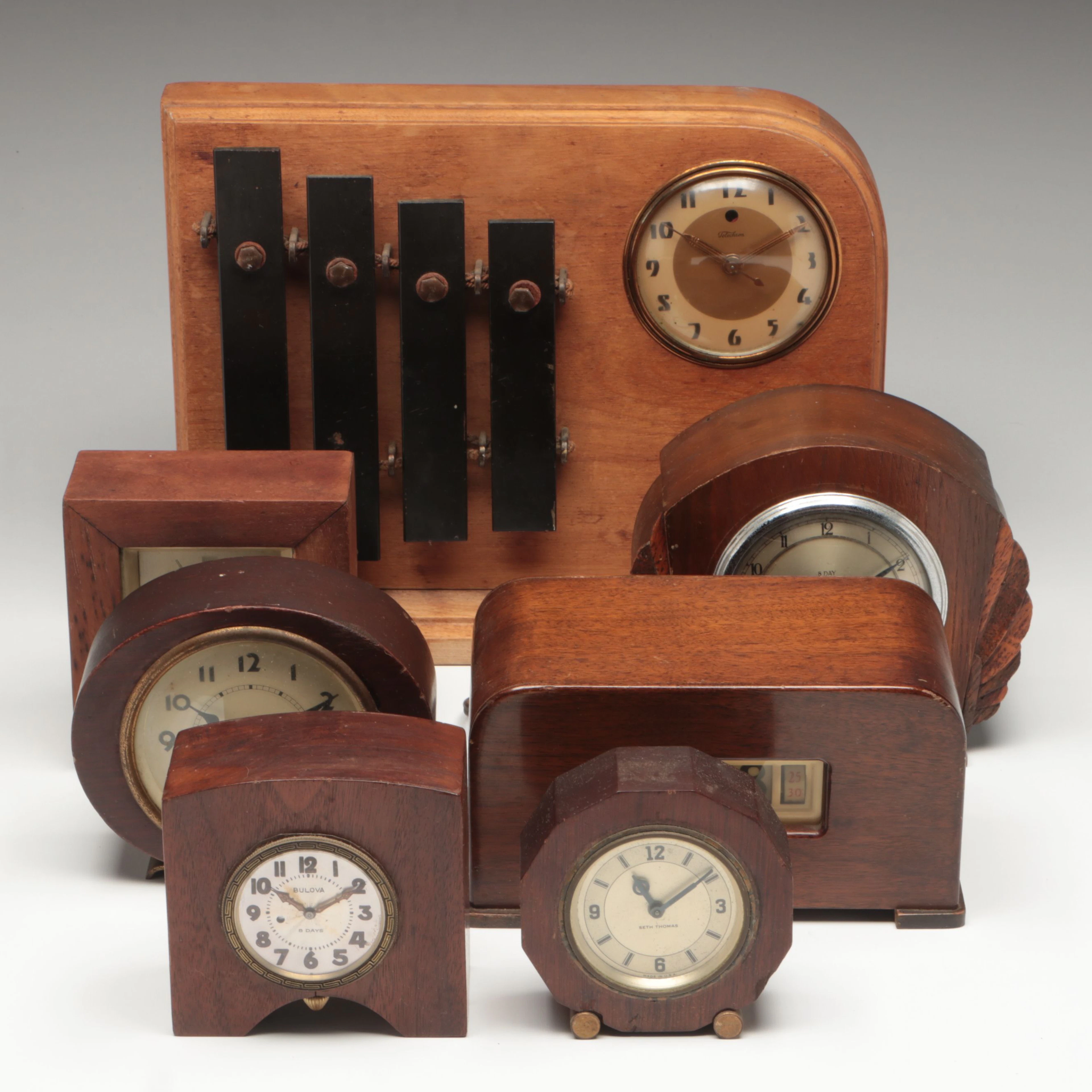 Seth Thomas, Martinek, Bulova with Other Desk Clocks, Early to Mid-20th Century