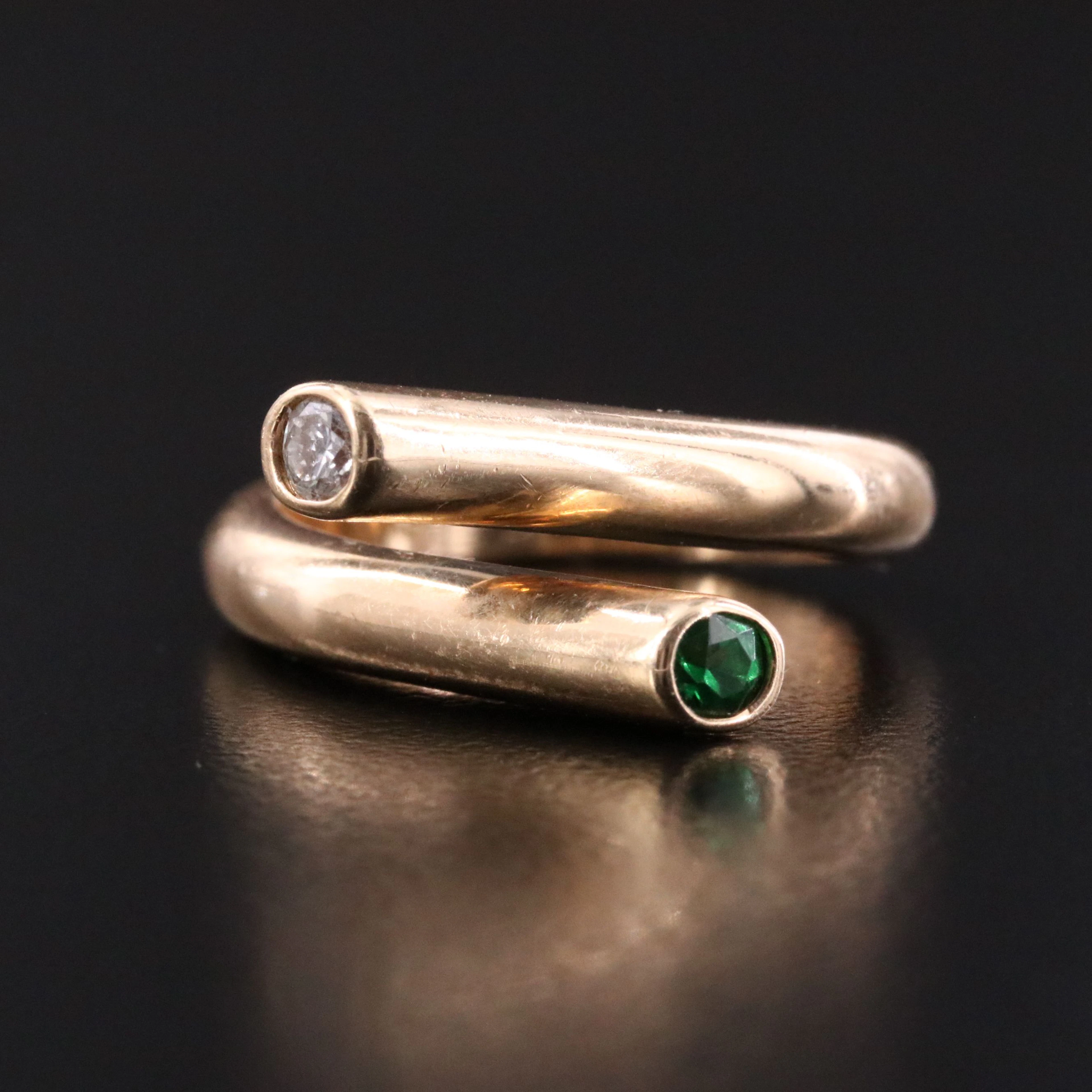 14K Tsavorite and Diamond Bypass Ring